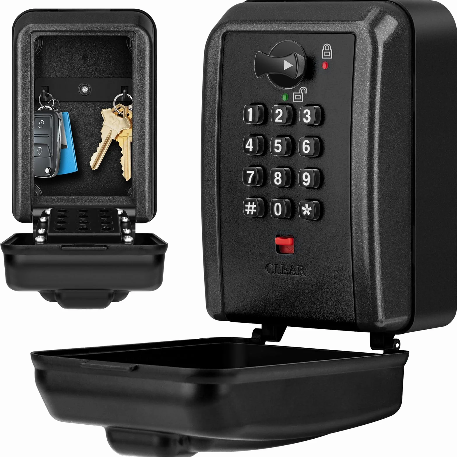 Caja de Seguridad para Llaves Grande Impermeable 12 Dígitos Exterior Negro