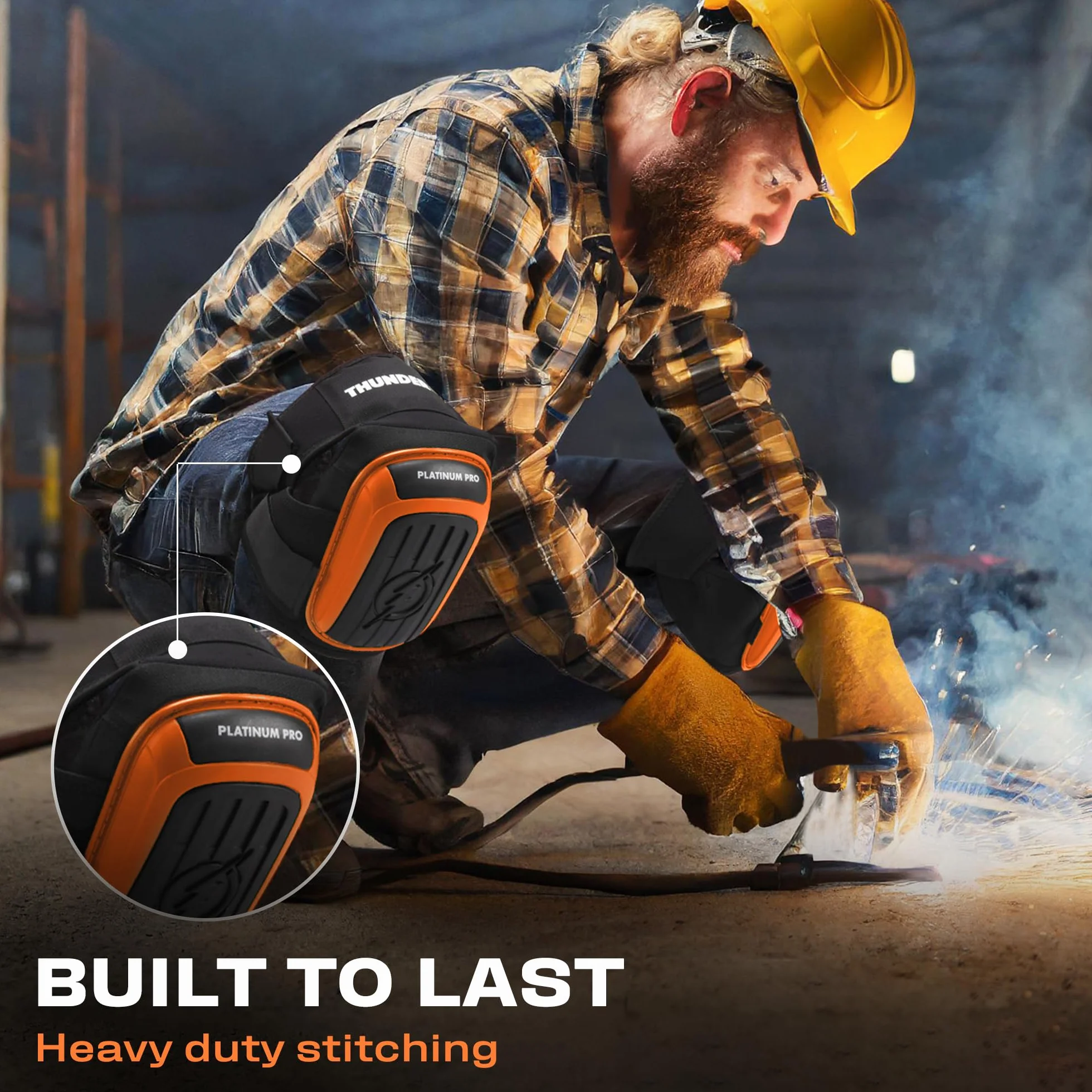 Thunderbolt Rodilleras para hombre (Naranja)