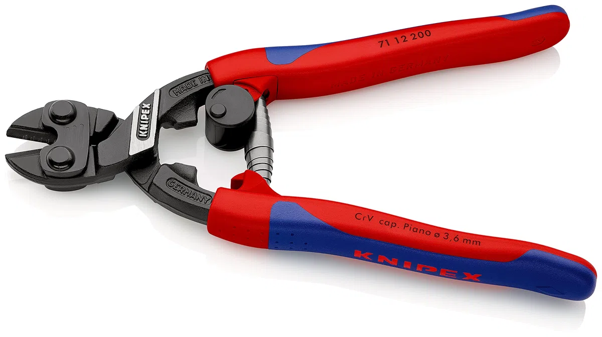 KNIPEX CoBolt Cortabulones compacto con cartulinas autoservicio con fundas esbeltas en dos componentes 200 mm, 71 12 200 SB