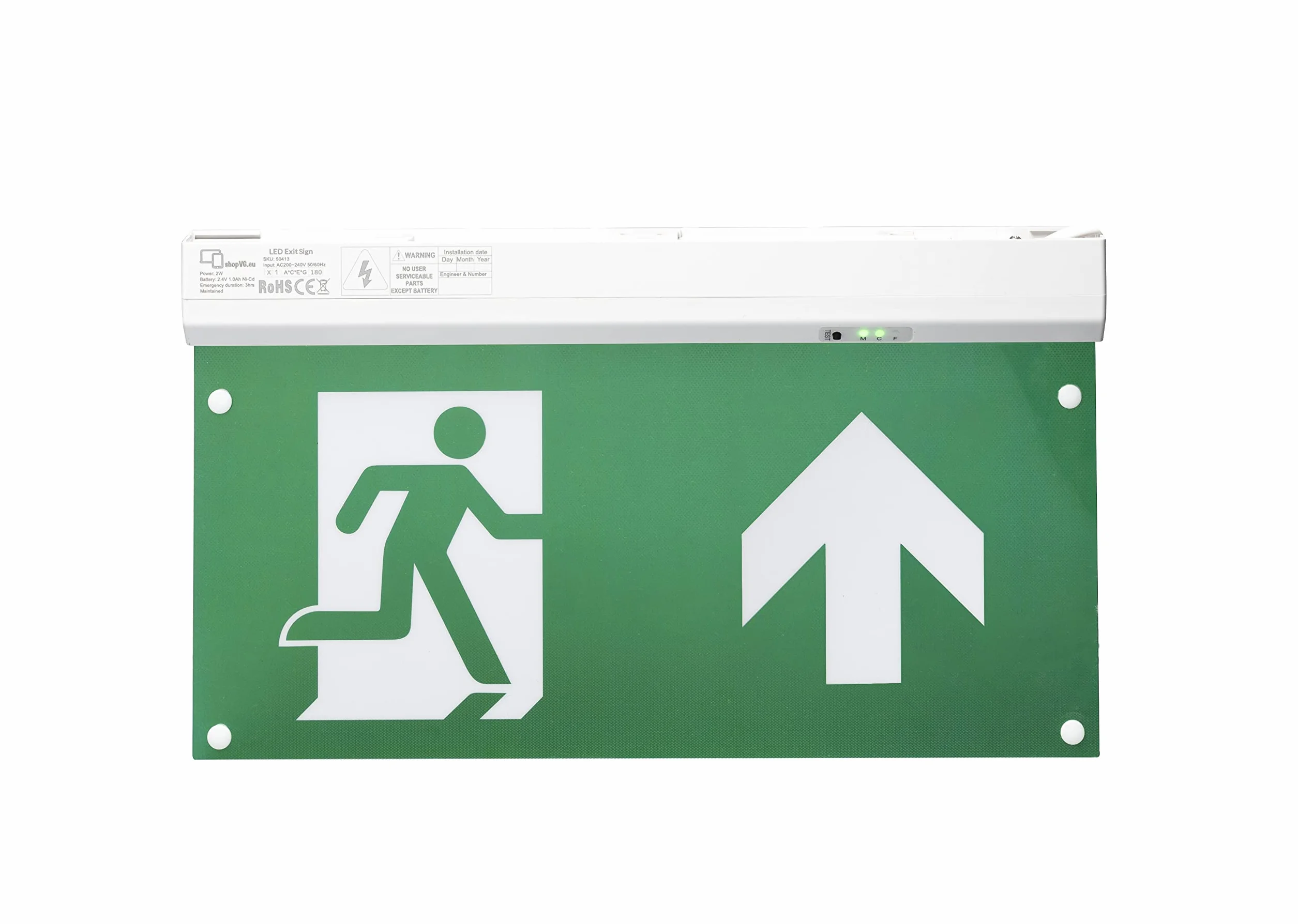 Luz LED de emergencia y salida, IP20 o IP65 (luz continua IP20)