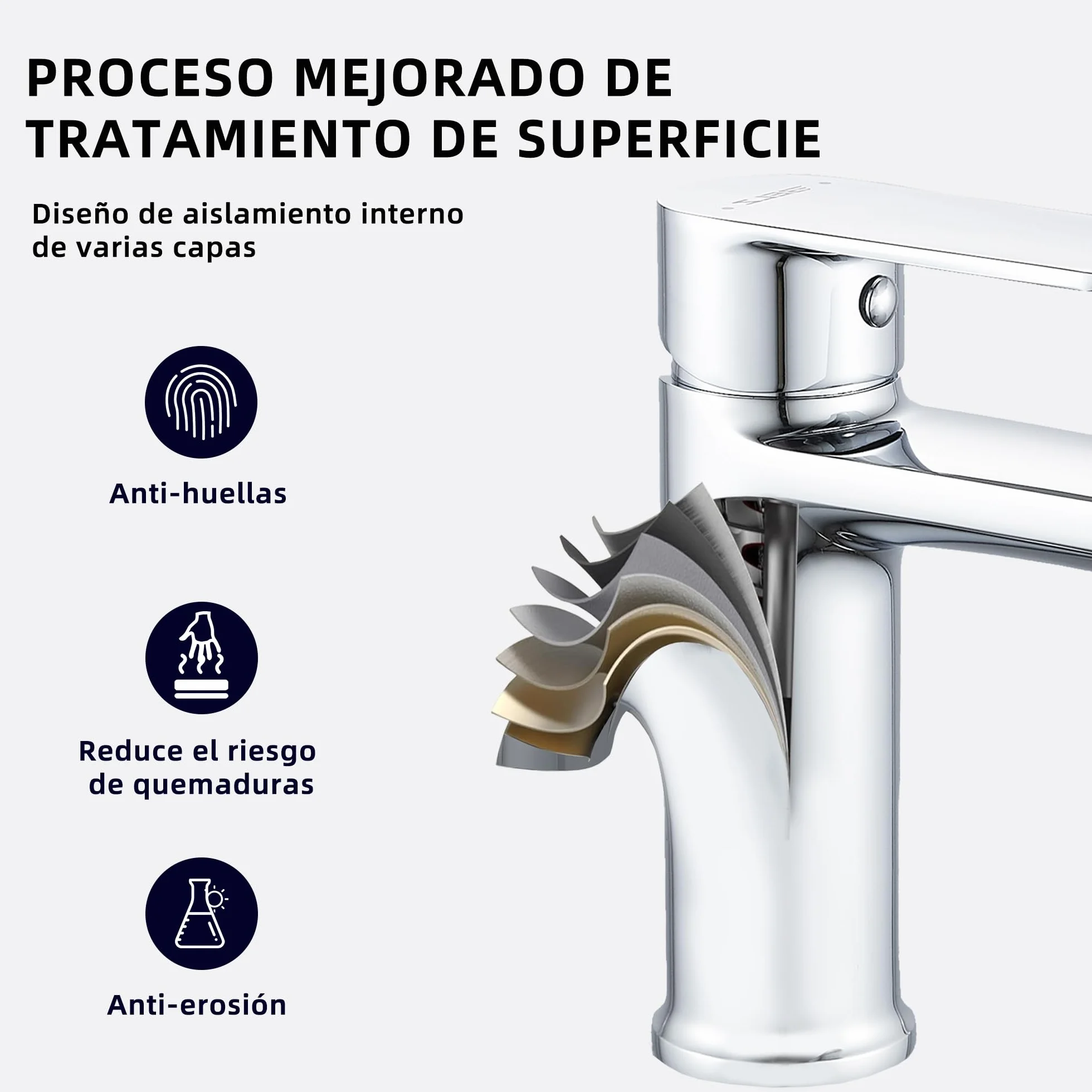 Grifo monomando de lavabo BELZ, cartucho cerámico, altura 96 mm, cromo