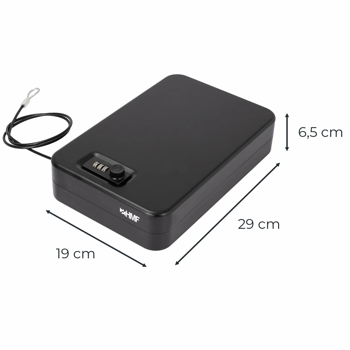 HMF 316-02 Caja de seguridad con cerradura de combinación, 29 x 19 x 6,5 cm, negro