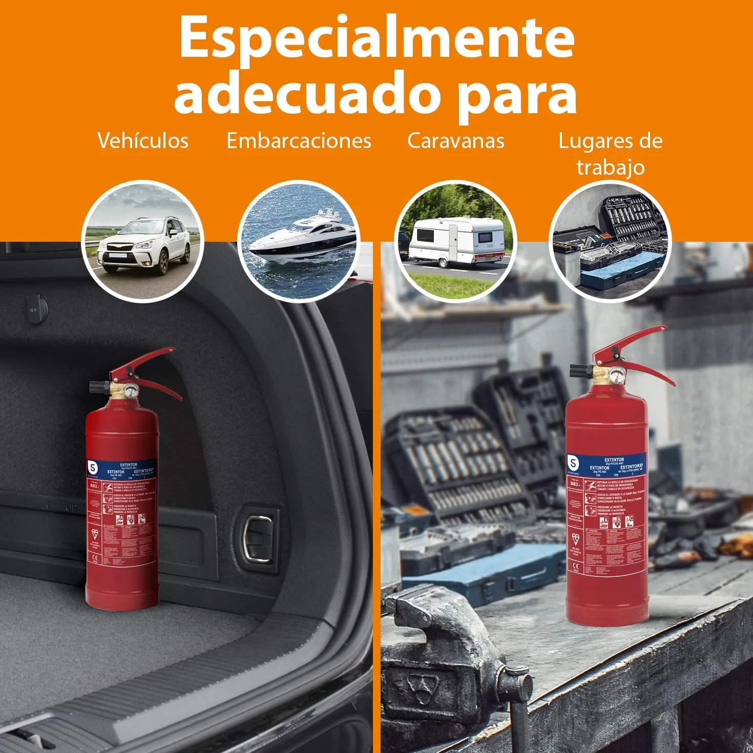Smartwares Extintor de Polvo 2 kg para Fuegos ABC con Soporte de Montaje