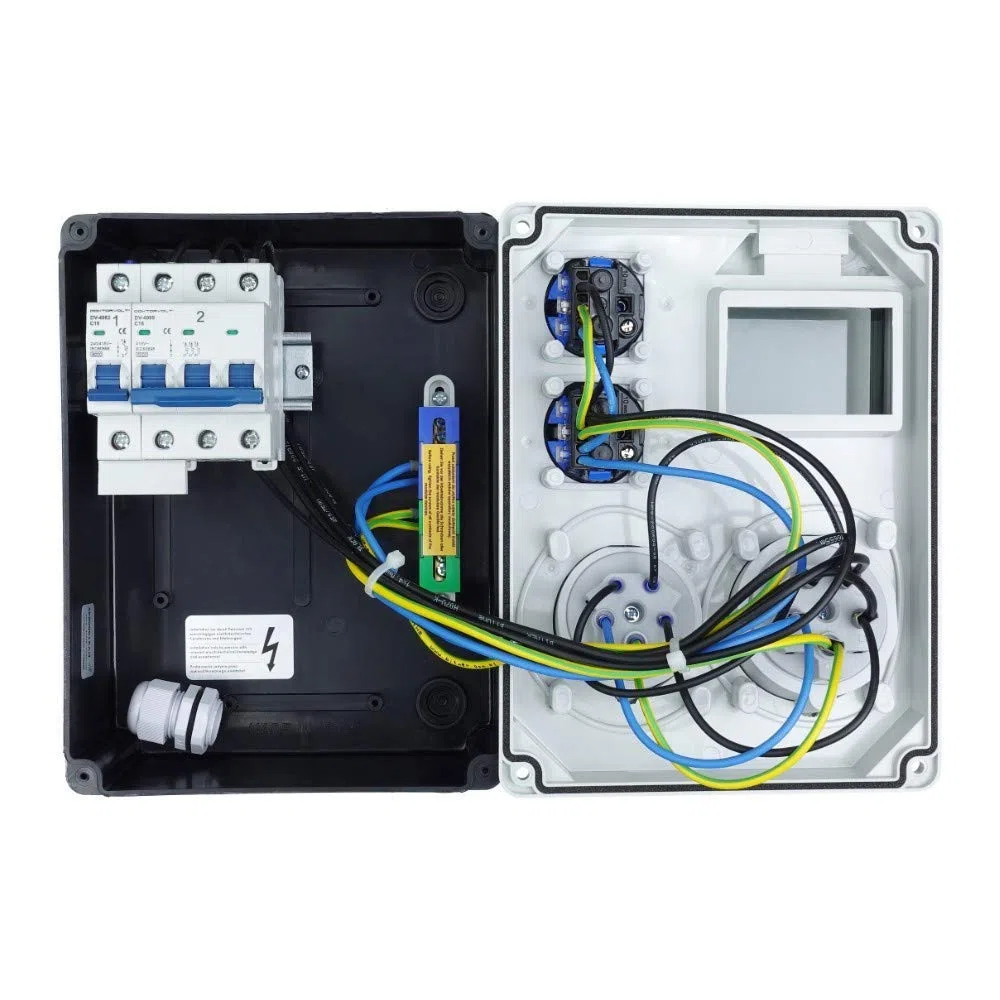 Distribuidor de corriente HL-S 32 A, 16 A, 2 x 230 V, distribuidor de corriente para obras de construcción, distribuidor de pared, doctorvolt 5361