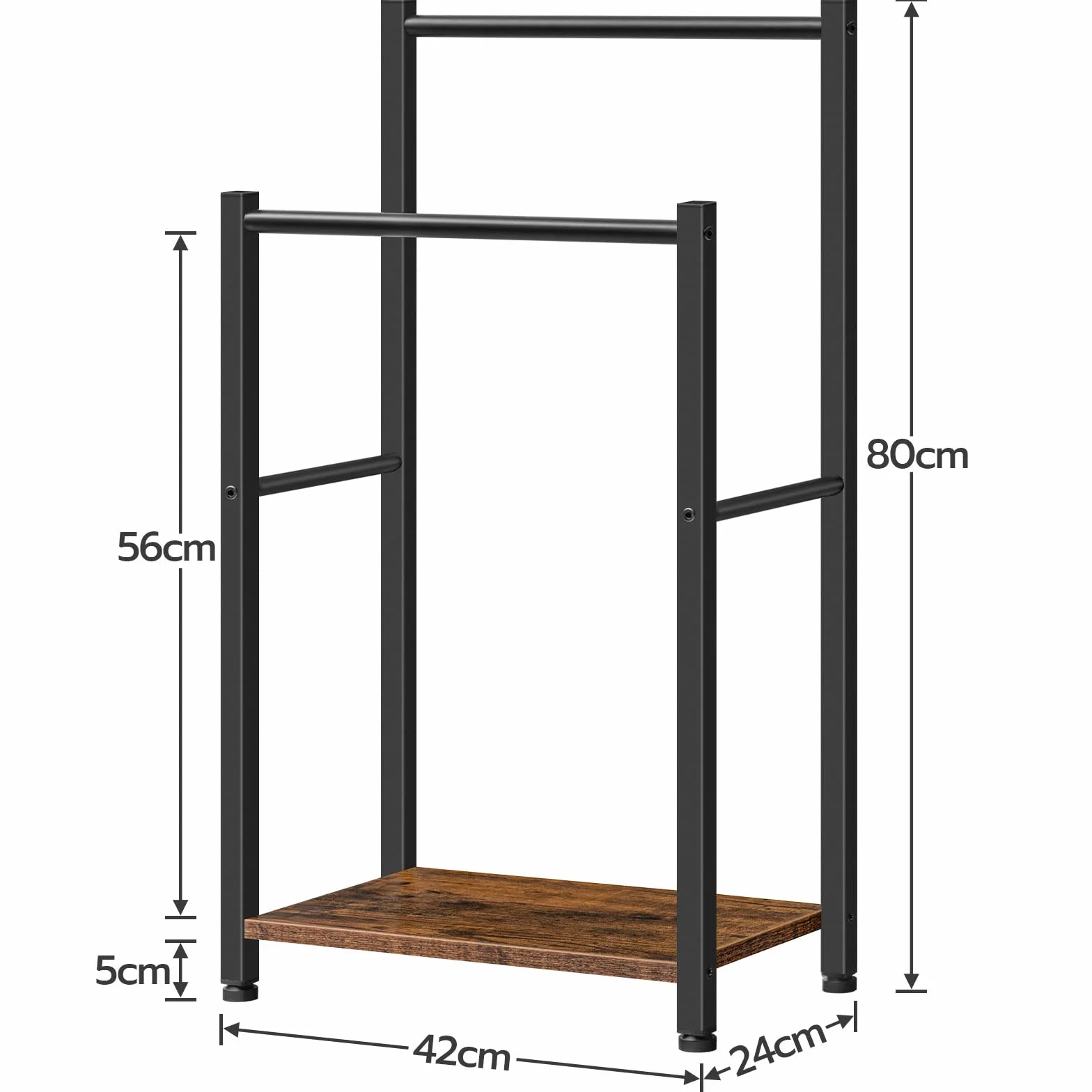HOOBRO Toallero de Pie 2 Barras 42 x 24 x 80 cm Acero Ahorra Espacio EBF02LB01