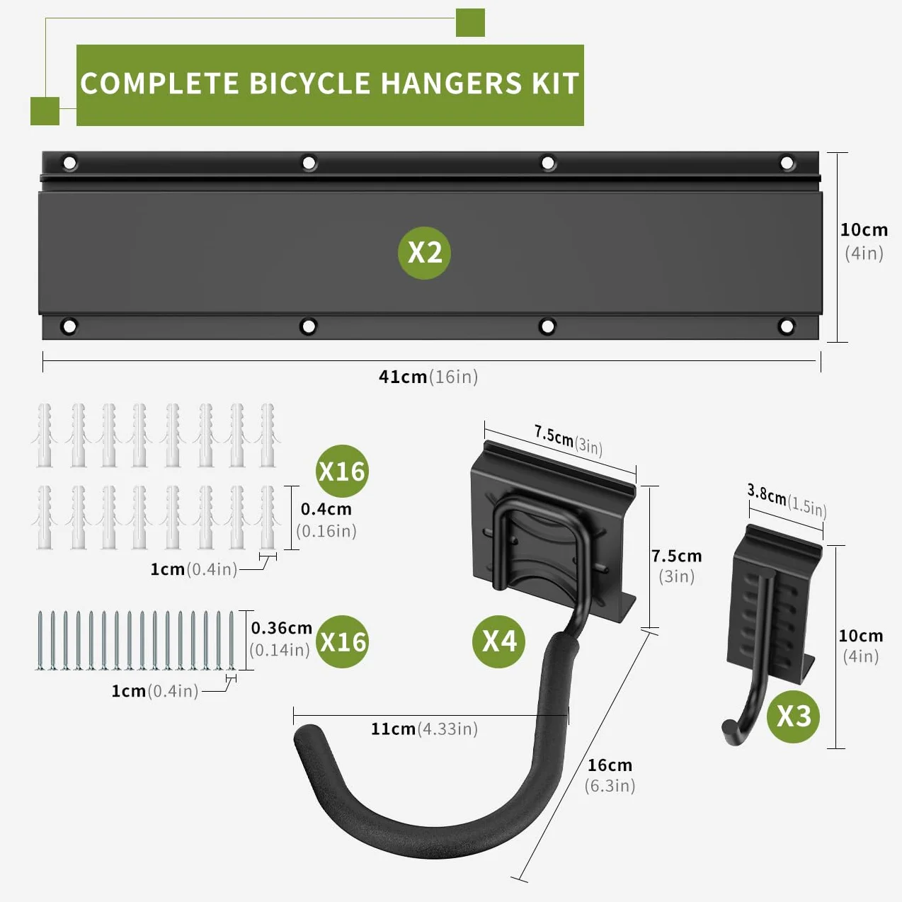 Housolution Soporte de Pared para Bicicleta, Estante de Almacenamiento de Bicicleta 32 Pulgadas, Ganchos para 4 Bicicletas + 3 Cascos hasta 300 Libras Acero Sólido Aparcabicicletas para Garaje, Negro