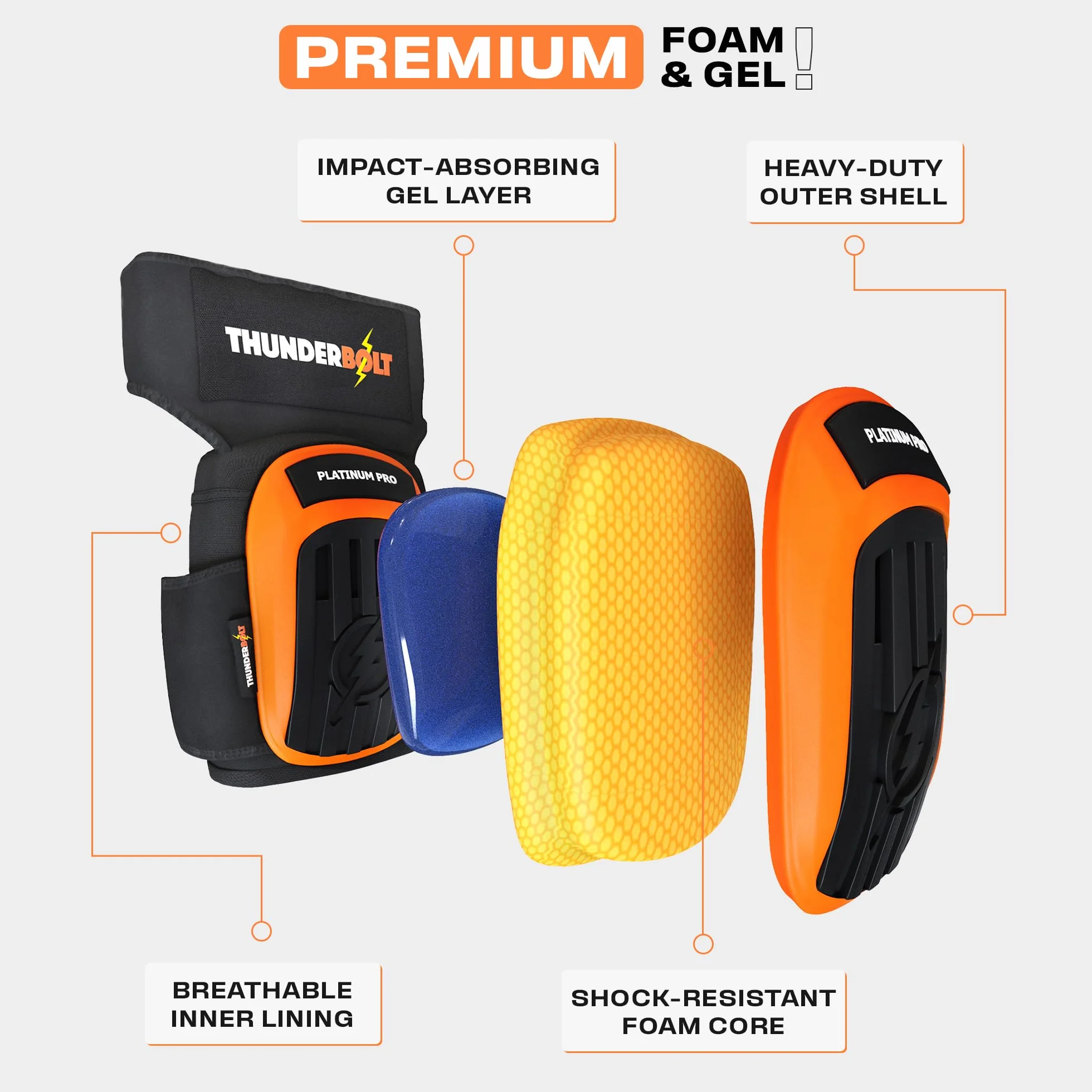 Thunderbolt Rodilleras para hombre (Naranja)