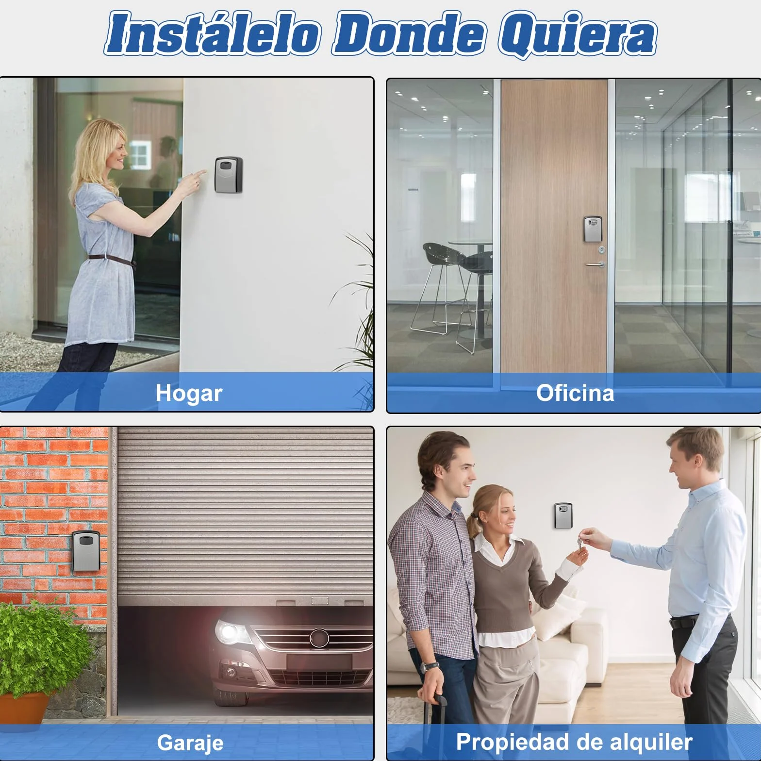 Caja de Seguridad para Llaves con Combinación de 4 Dígitos, Montaje en Pared, Almacenamiento Seguro para Hogar