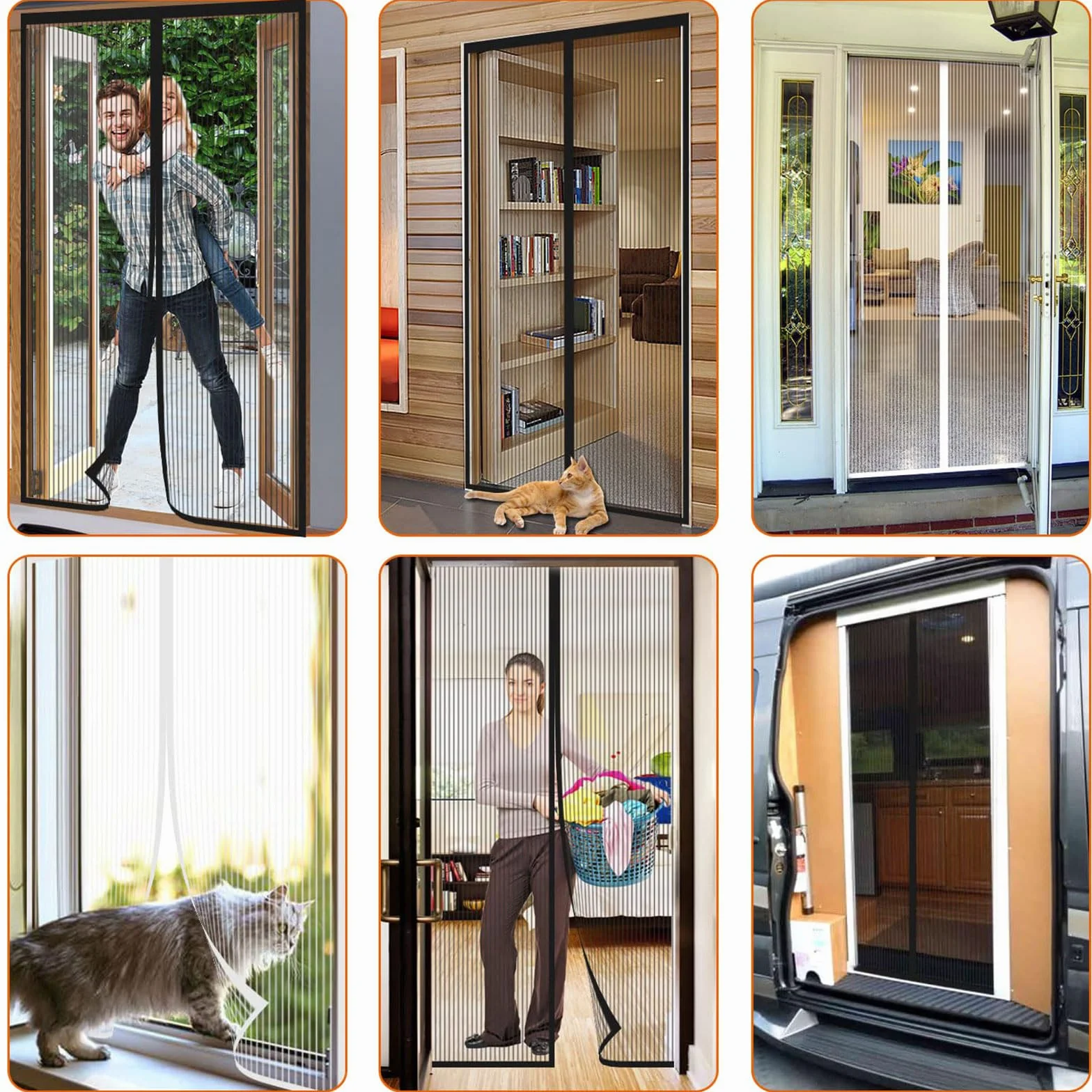 Risareyi Mosquitera Puerta Magnética 65x180cm, Negro - Cierre Automático Cortina Mosquitera Puerta Exterior Transpirables, Antimosquitos para Salón, Rápido de instalar