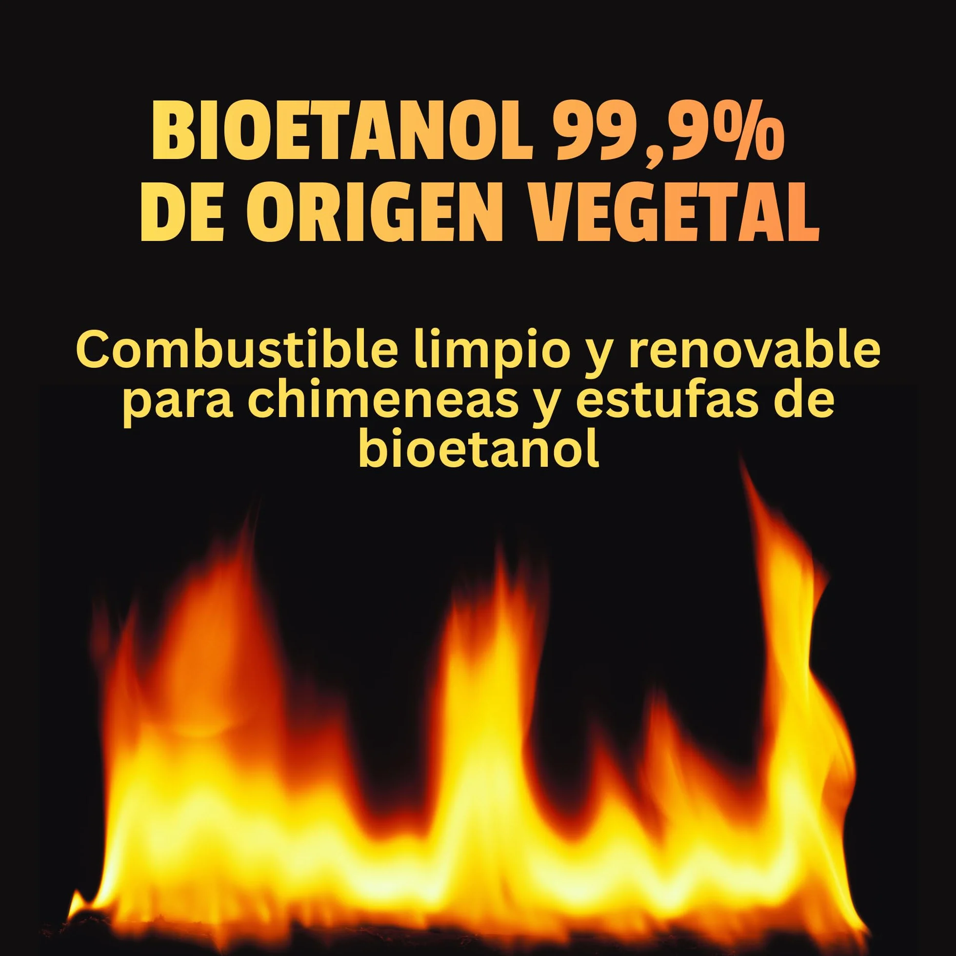 Bioetanol 99,9% Origen Vegetal | Con Cánula | Combustible Limpio para Chimeneas de Bioetanol | Sin Humo ni Olor | Ecológico y Renovable | Apto para Quemadores y Estufas de Bioetanol