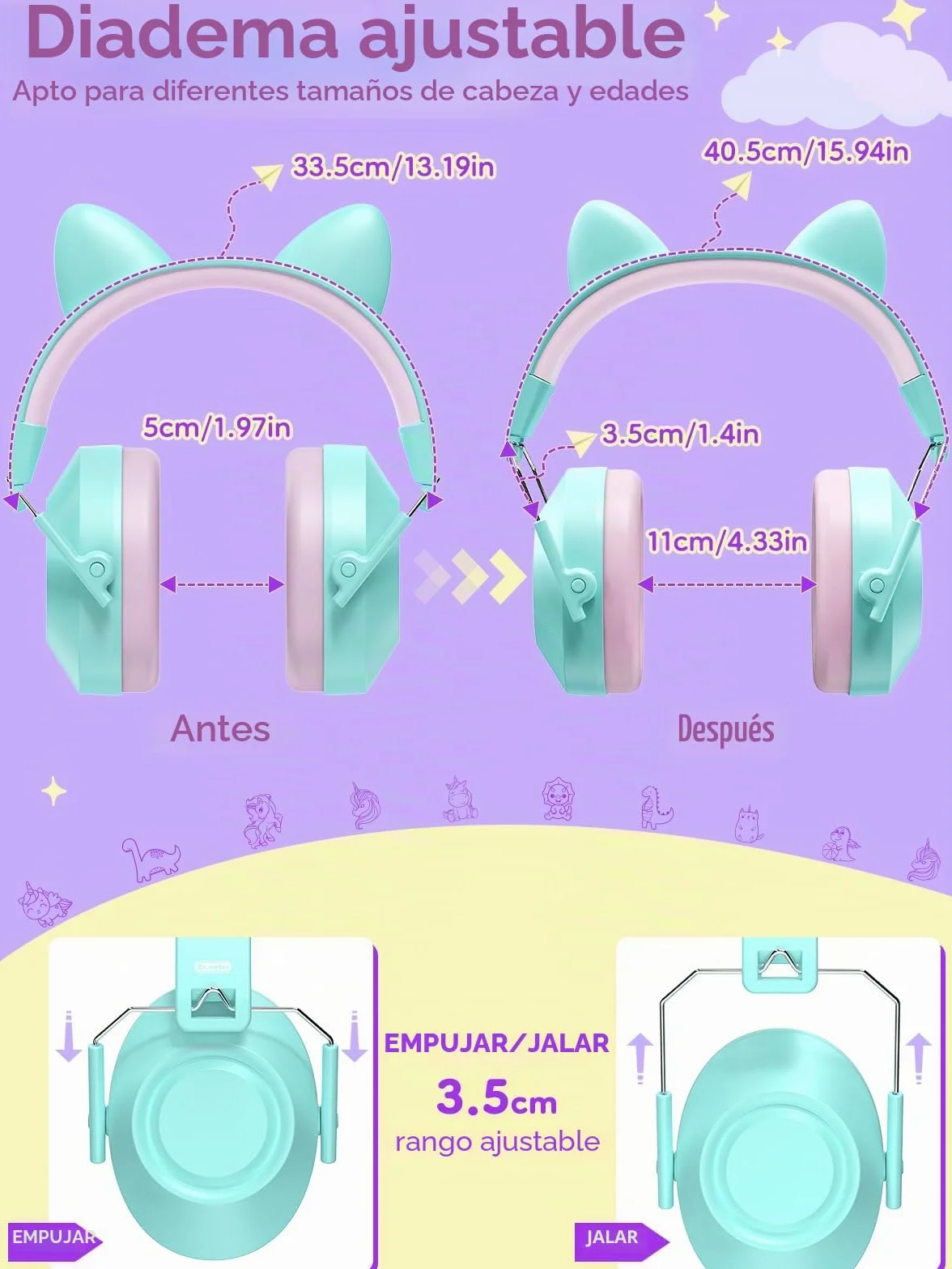 Dr.meter Cascos Antiruido Niños, Cascos Insonorizados Protectores de Oído para Niños SNR 32 Protectores Auditivos Cascos Ruido Orejeras Antiruido con Almohadillas Suaves