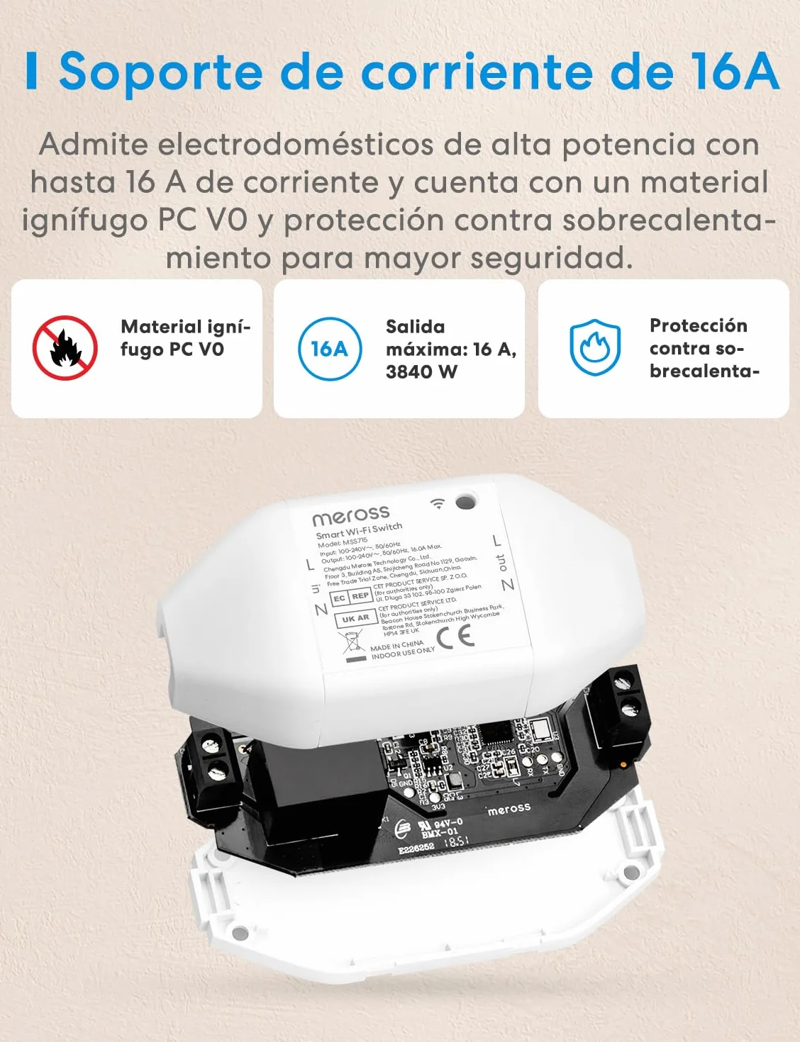 Meross Interruptor Inteligente Matter, 16A Interruptor WiFi con Matter Simple Setup (MSS) y Monitoreo de Energía, Universal DIY Compatible con Apple Home, Alexa y Google Home, 2PCS