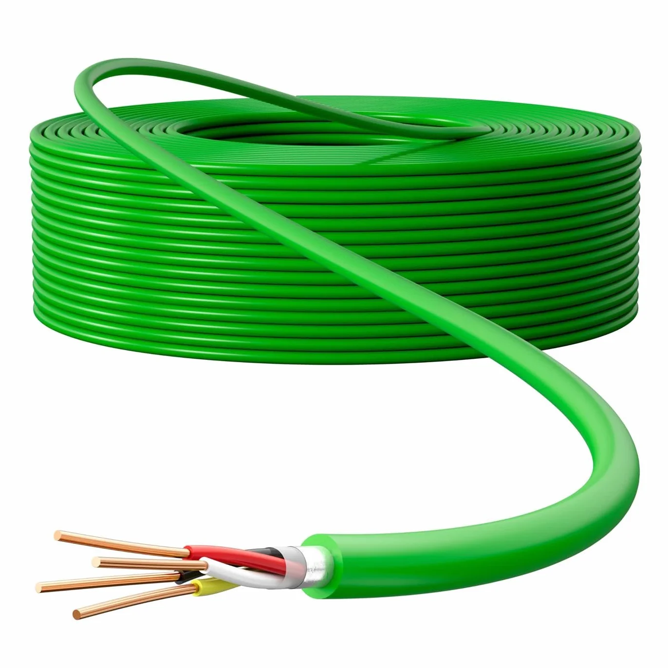 Lumonic Cable bus premium 2x2x0,8 mm 25m | Cobre OFC, apantallado | verde con marcas métricas | Hogar inteligente, redes, control, automatización de edificios
