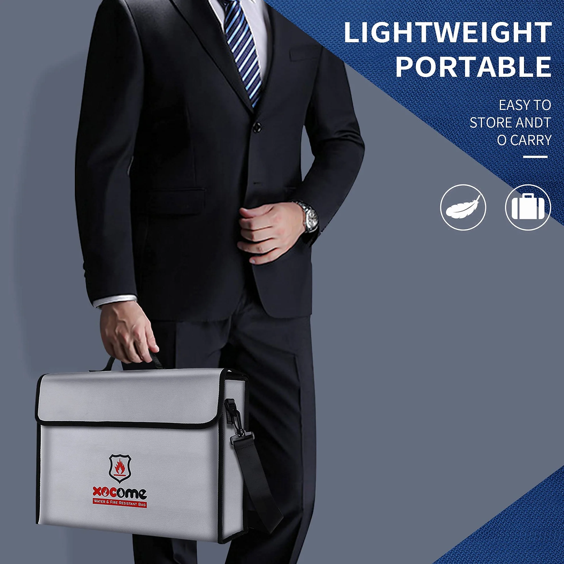 Bolsa de Documento Ignífuga y Impermeable,Bolsa de Batería Seguridad Anti Explosión resistentes al fuego, impermeables, para documentos A4, pasaporte, billetes, objetos de valor
