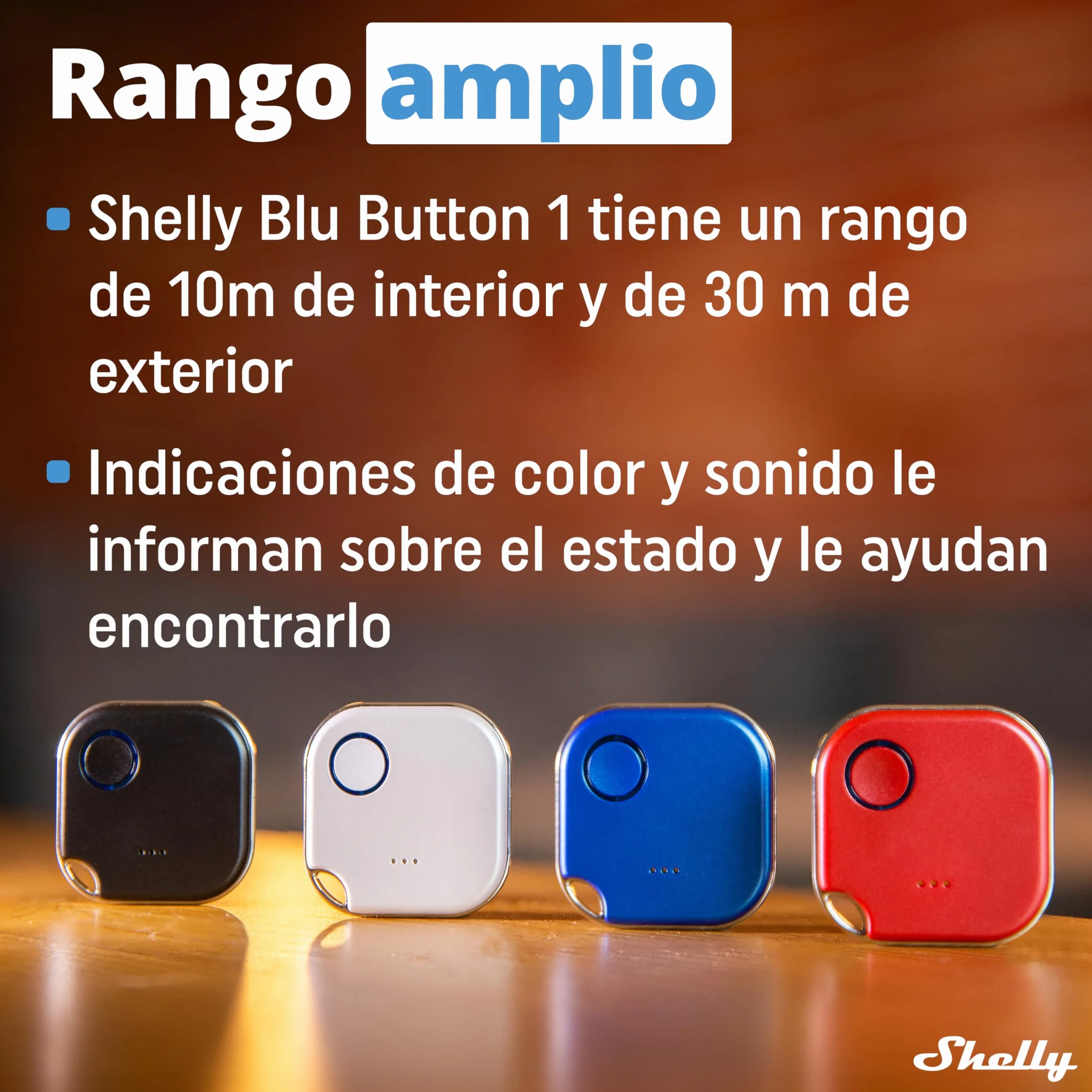 Shelly BLU Button 1 Botón Blanco Bluetooth Acción Escena Automatización Hogar iOS Android App Hub No Requerido Larga Duración Batería LED Zumbador