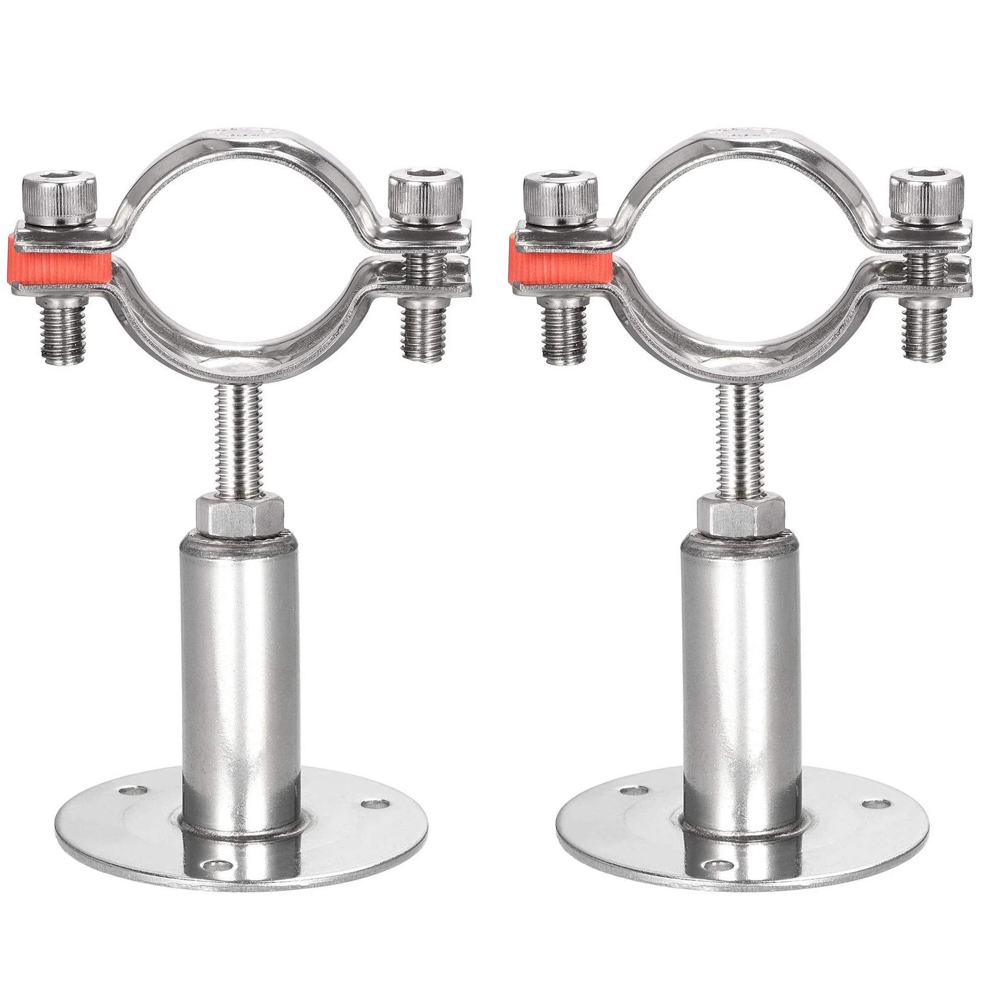 sourcing map Pared Montaje Techo Montaje Tubo Soporte, 304 Inoxidable Acero Ajustable Tubo Soporte Abrazadera para 38-40mm Tubo 2 Piezas