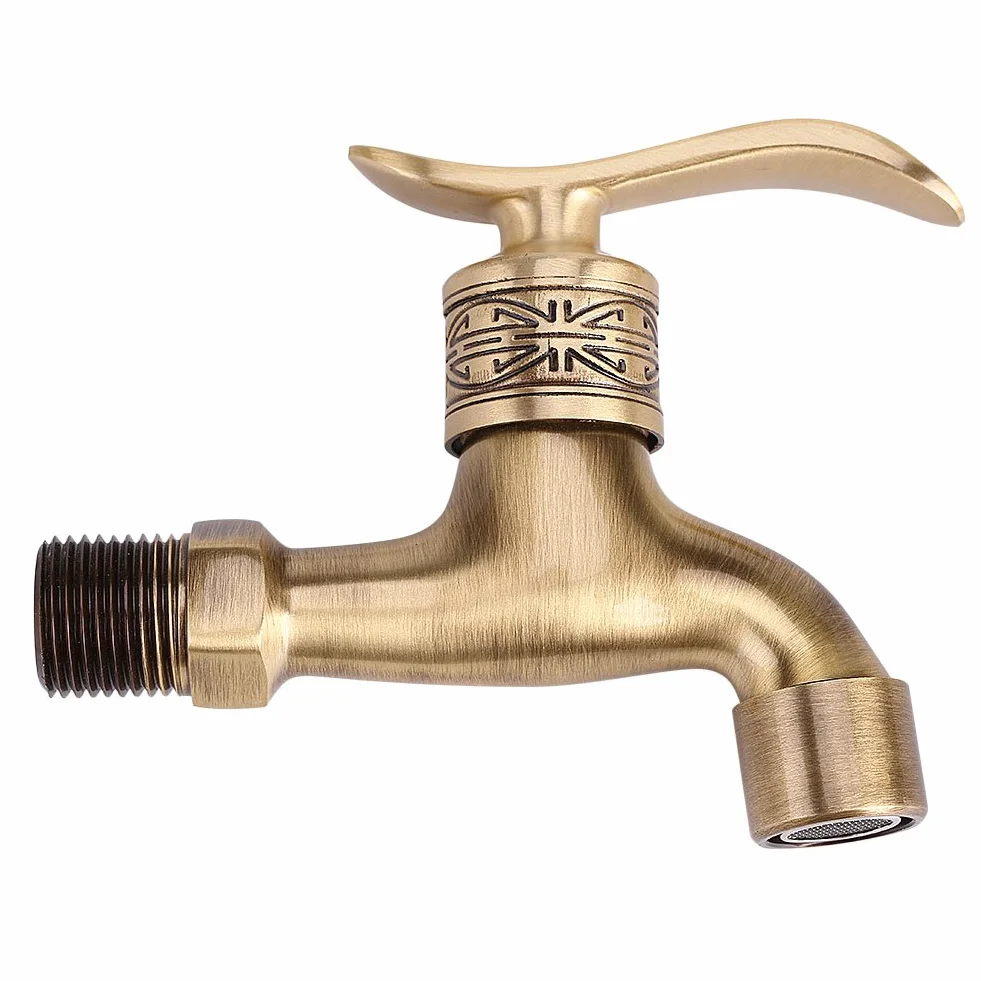 Grifo de agua Latón Montaje en pared estilo antiguo Lavadero agua fría baño