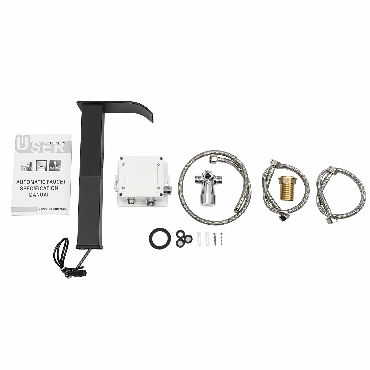 Sensor de Grifo Automático Negro con Temperatura Ajustable e Infrarrojo Grifo Sensor Automatico Acero Inoxidable Grifo Lavabo Sensor Automático para Restaurantes/Escuelas/Hoteles