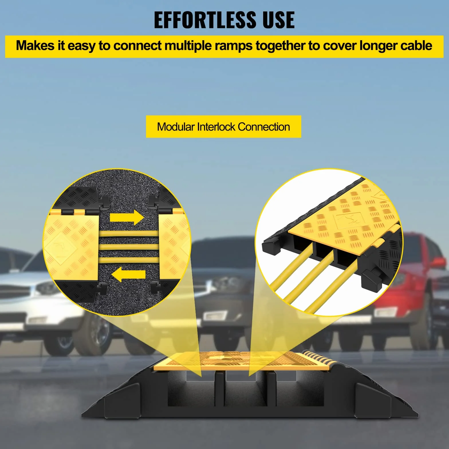 Happybuy 20T Pasacables de Suelo Pasacables de Suelo para Cable de 3 Canales 900 * 580 * 75MM Protector de Cable Cubierta Protectora Cable Cover (20T)