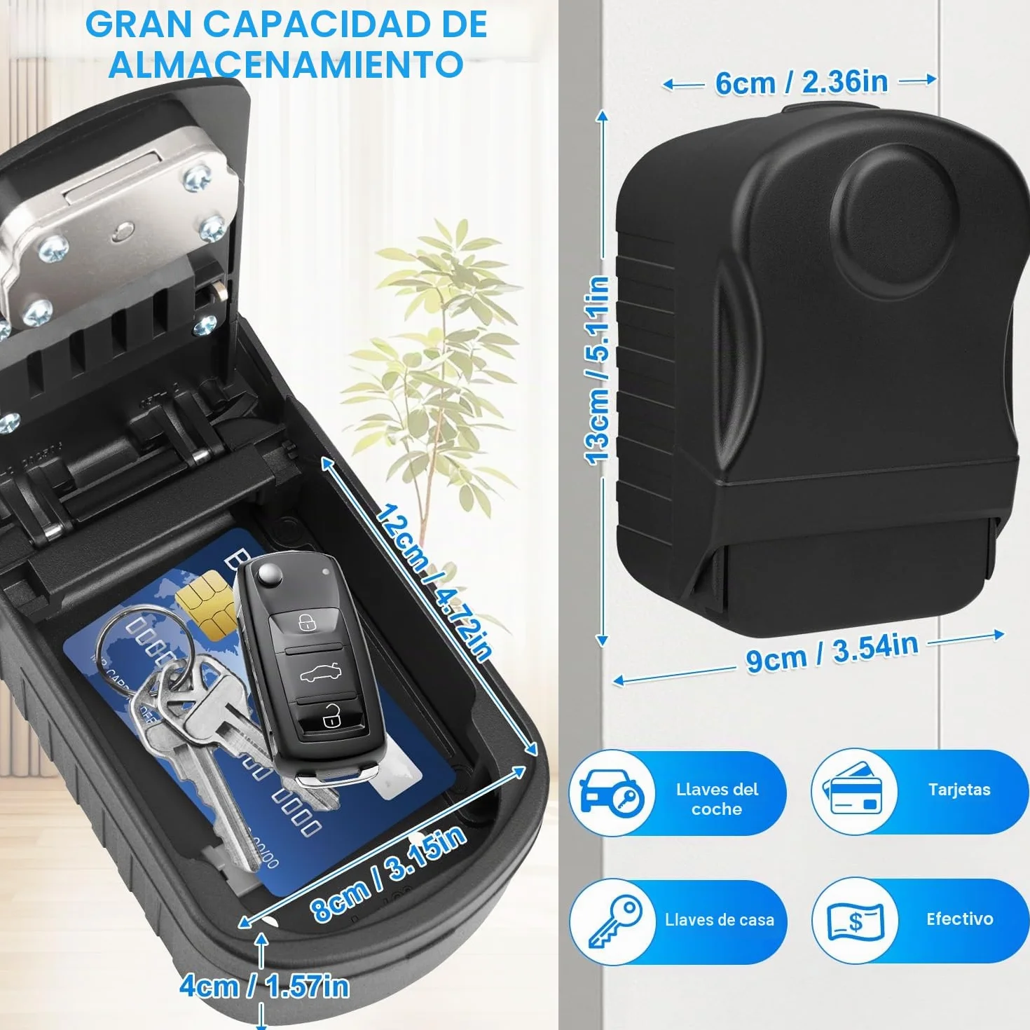 Caja para Llaves con Codigo Grande Pared Caja Seguridad Llaves Exterior Impermeable Key Lock Box