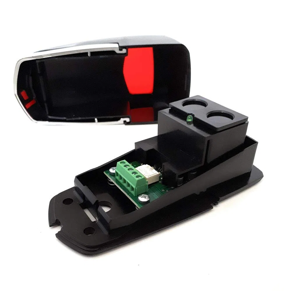 MFE FOTOCÉLULA DE REFLEXIÓN PROFESIONAL CON ESPEJO Y PROTECCIONES, 12 / 24V. UNIVERSAL PARA PUERTA DE GARAJE AUTOMÁTICAS.