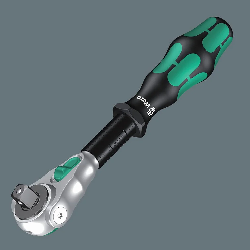 Wera, Carraca Zyklop Speed, 1/4 pulgada x 152 mm, Color Verde y Negro; Tamaño 10.2 cm