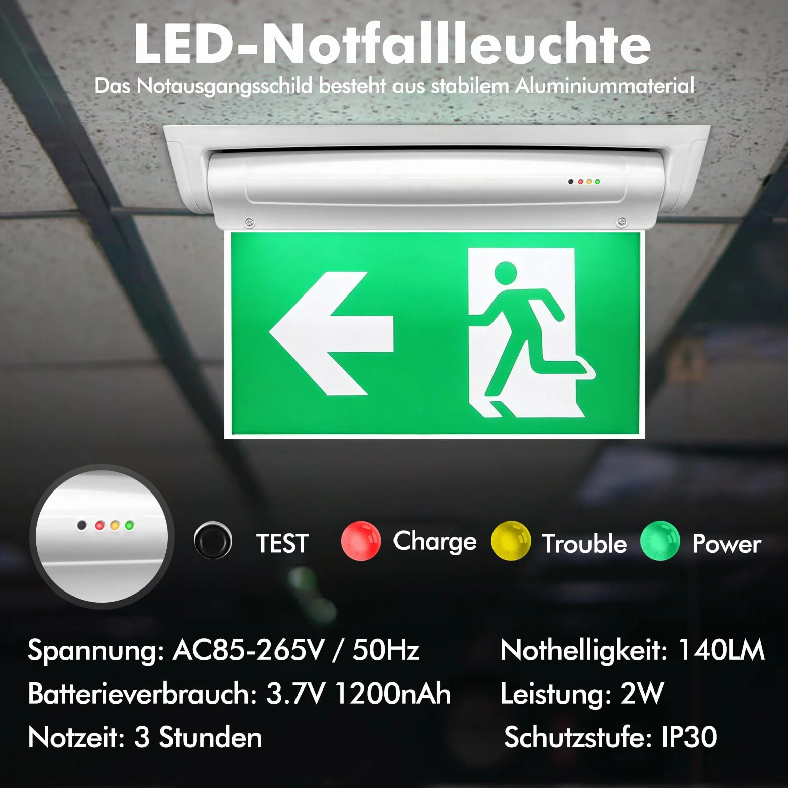 Paneles de salida de emergencia LED fotoluminiscentes con batería 3h, 6 piezas, señalización derecha