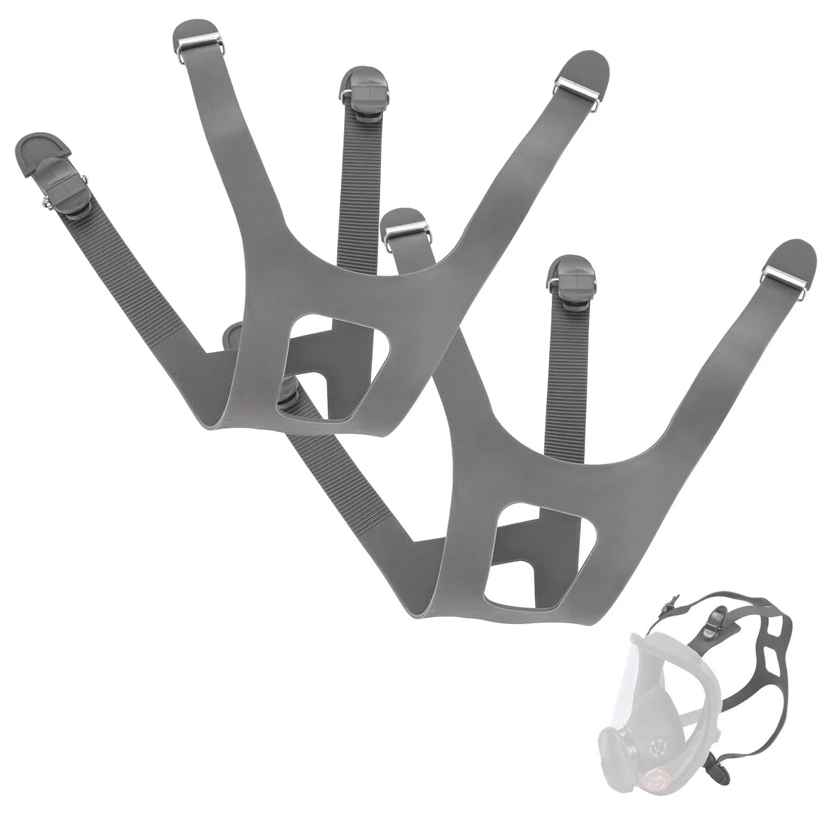 2 diademas de repuesto para máscara facial completa serie 6800, goma antideslizante con hebillas de metal, accesorio de respirador industrial