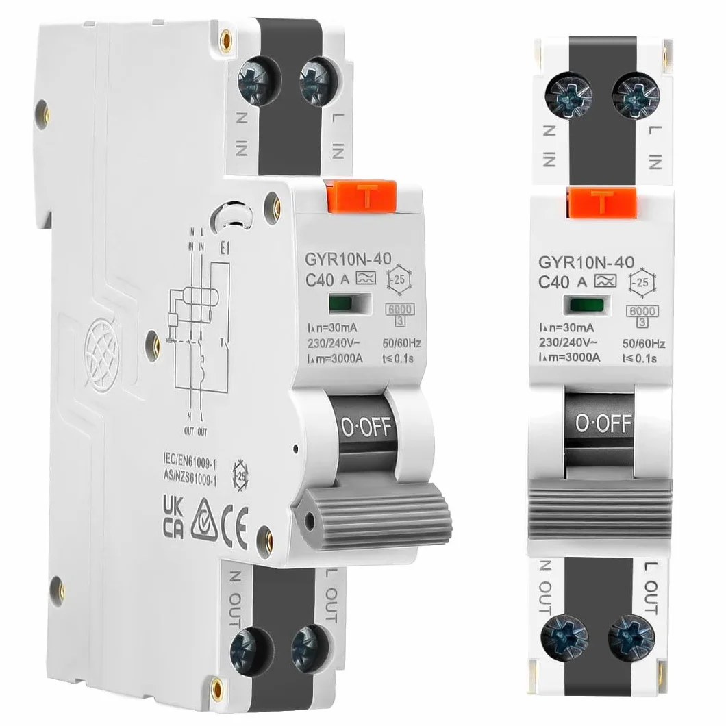 Interruptor diferencial superinmunizado Clase A, con protección sobrecorriente y fugas. RCBO espacio reducido. (40A, 2P, 30mA)