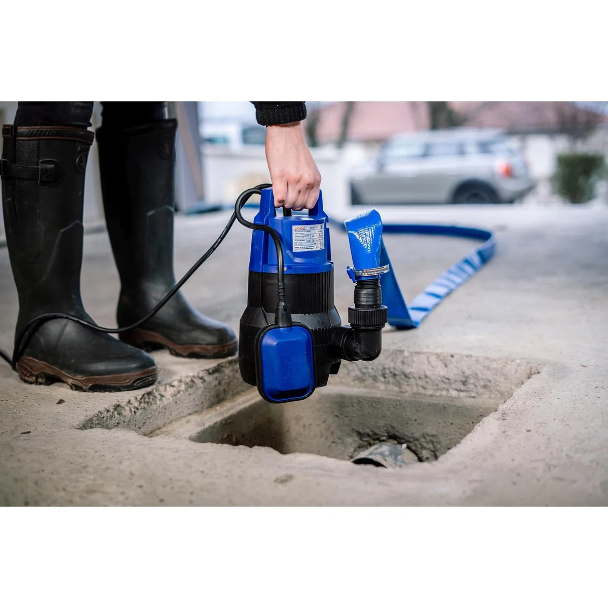 SPID'O - Bomba de Achique 400W - 9 m3/h - Aguas Cargadas - Partículas 30 mm - Altura Máx 5,5 m - Compacta