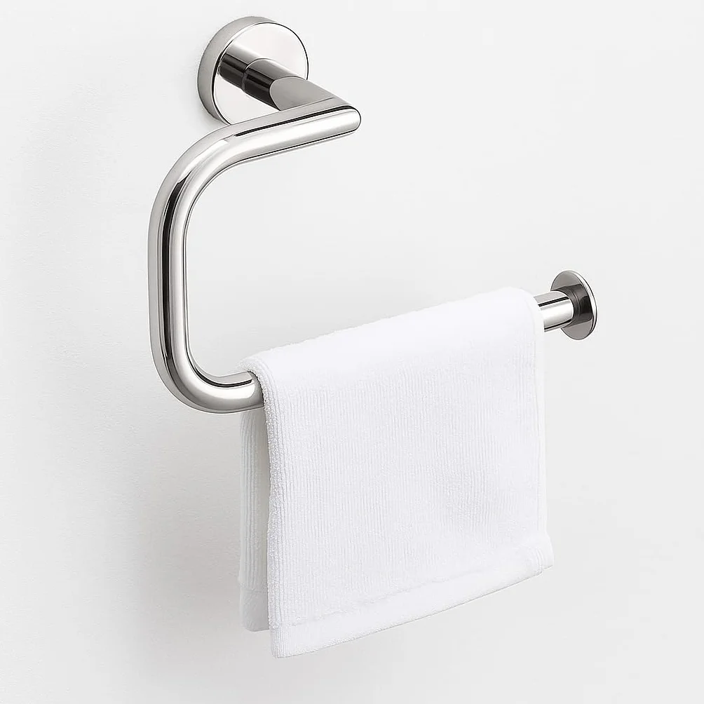 Anillo para Toallas Cromado Acero Inoxidable 304 - Soporte 15kg - Montaje en Pared - Baño Cocina Plateado