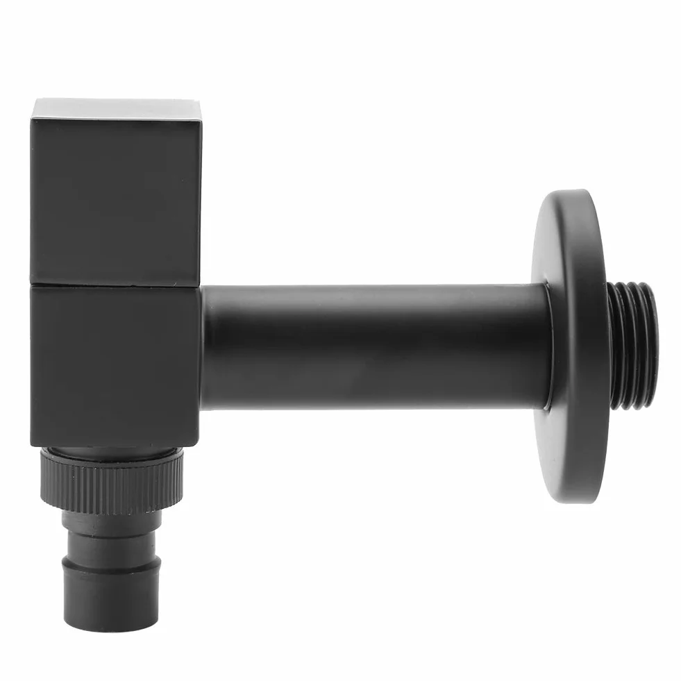 Grifo de agua fría cobre negro mango cuadrado G1/2 para lavadora lavabo pared