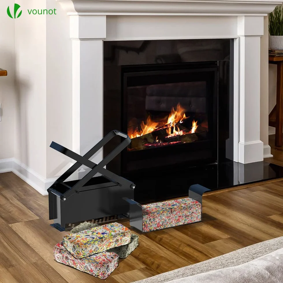 VOUNOT® Prensa Briquetas Papel, Fabricante de Briquetas, Máquina Compactadora Manual para Transformar Periódico Usado en Ladrillo Registro para Estufa de Hogar, Chimenea, Acero, 12 x 26 x 9 cm