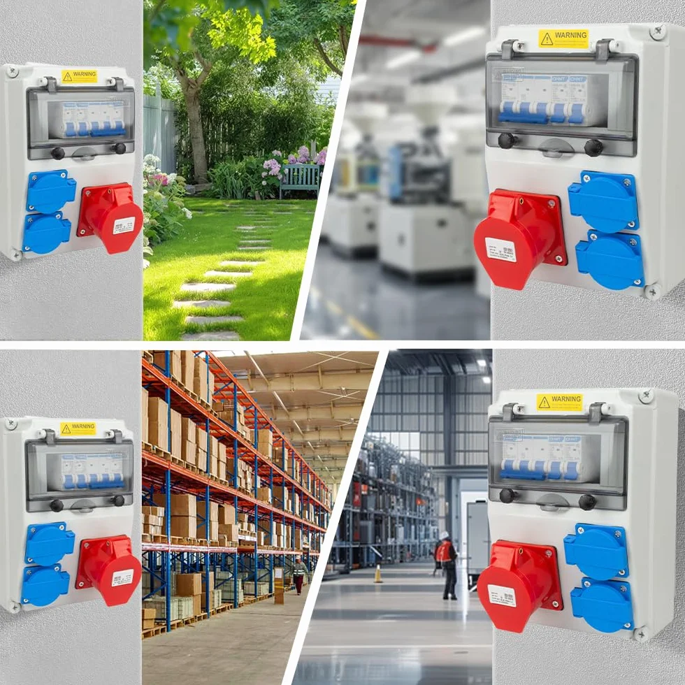 Distribuidor de Corriente 16A, Distribuidor de Corriente para Obras con Interruptor Ls, Tomas 2x230V y 1xCEE 16A con Cable, Tablero Eléctrico para Exteriores, IP44