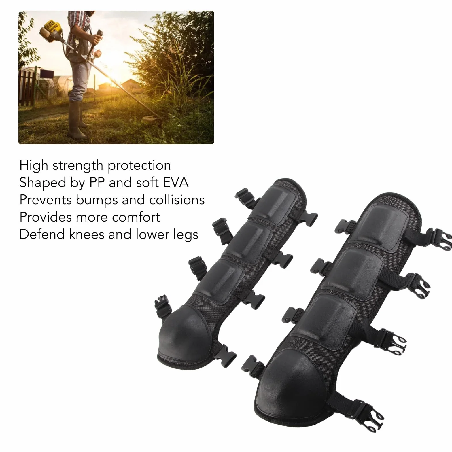 Polainas para recortadoras, espinilleras para cortar el césped, espinilleras protectoras para las piernas para usar al recortar desbrozadoras, equipo de protección fácil d