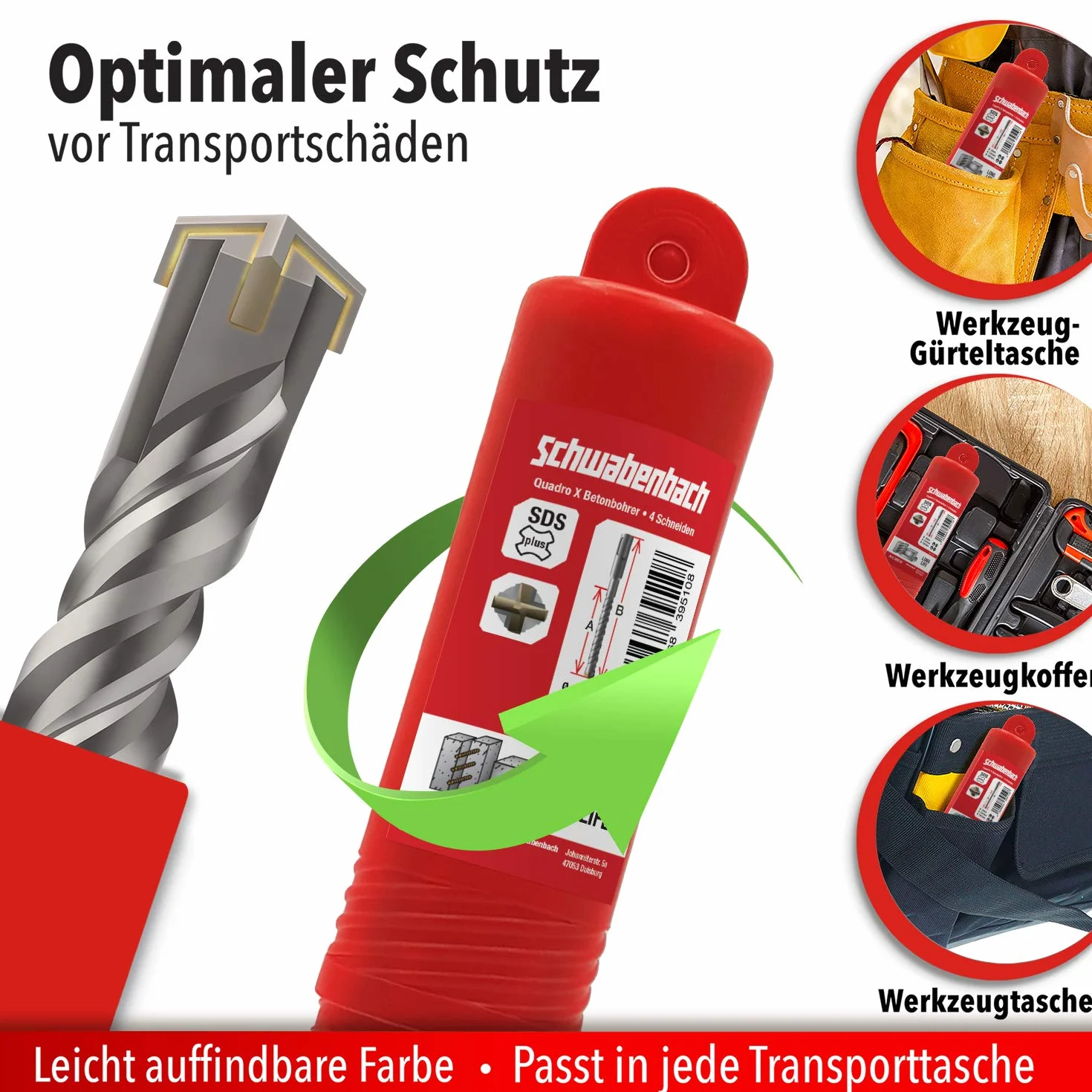 SCHWABENBACH ® - Juego de 10 Brocas SDS PLUS para Hormigón 6 x 110 mm (5 uds.) y 8 x 110 mm (5 uds.). Super SDS para taladro y martillo perforador Bosch, Hilti, Metabo