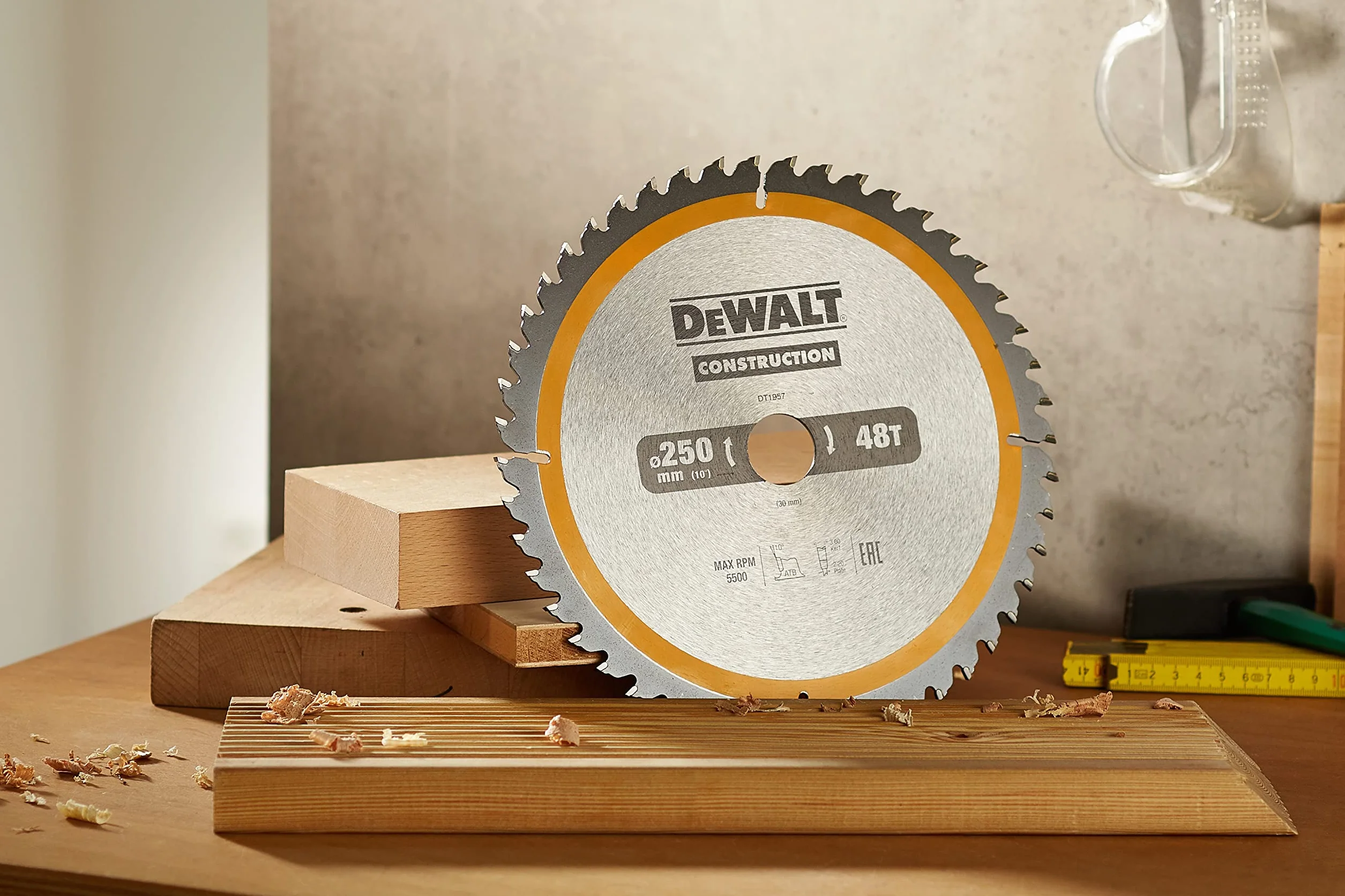 DEWALT - DT1957-QZ -Hoja de sierra circular estacionaria, Disco de corte 40 dientes 250x30mm Resistente a clavos y duradero Construcción especial y uso profesional, talla única