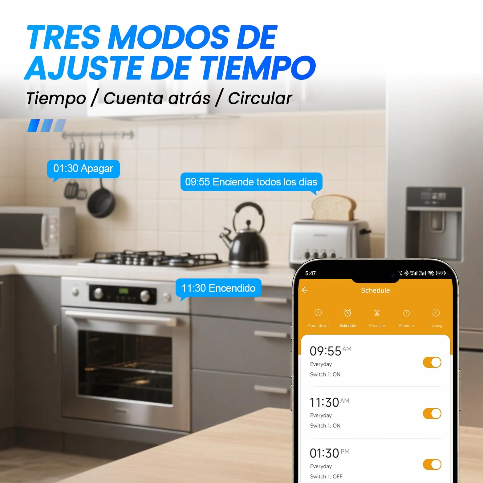 Enchufe Inteligente WiFi 16A Monitor de Energía Control Remoto Tuya Smart Life Alexa Google Home 2,4 GHz 4 Paquete Blanco Roto