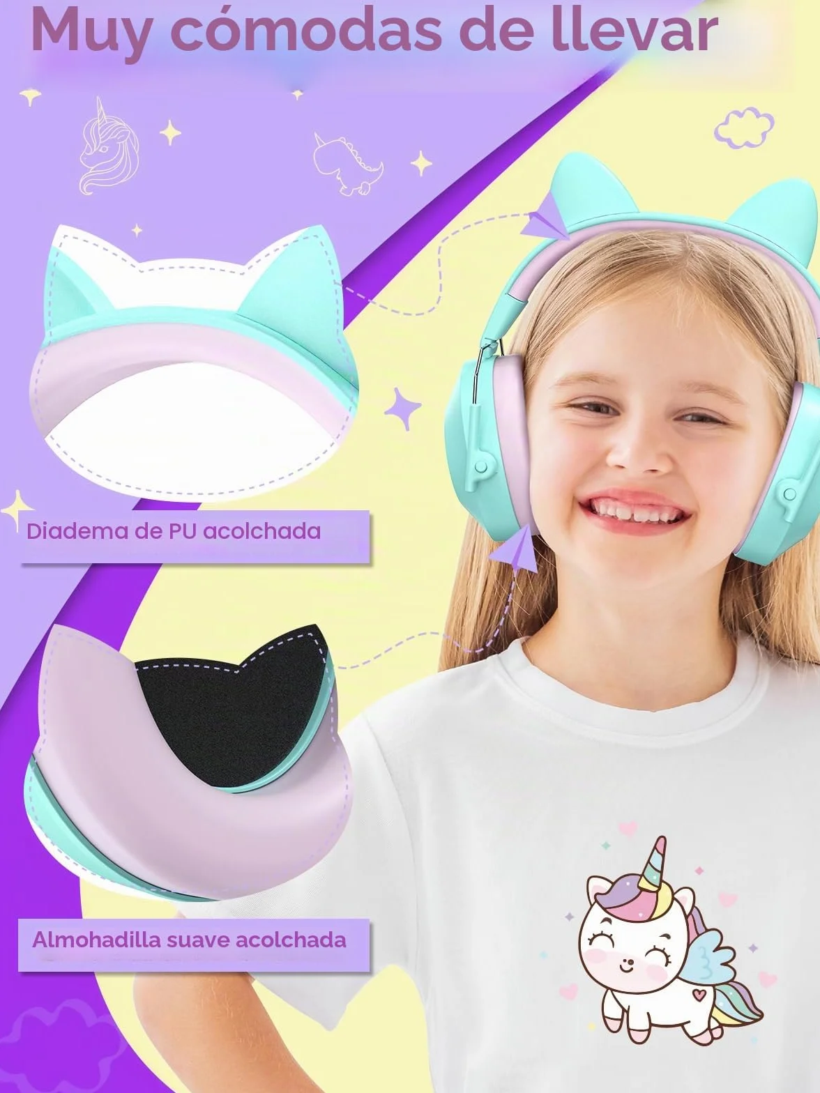 Dr.meter Cascos Antiruido Niños, Cascos Insonorizados Protectores de Oído para Niños SNR 32 Protectores Auditivos Cascos Ruido Orejeras Antiruido con Almohadillas Suaves