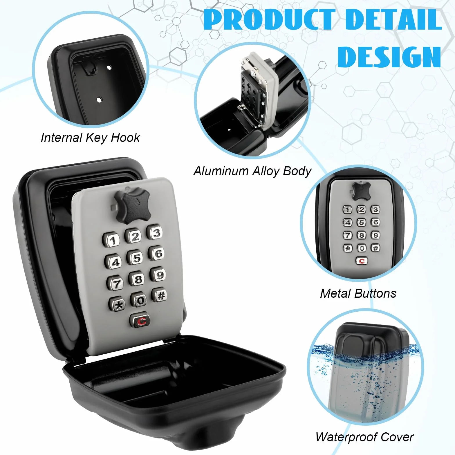 Caja de Seguridad con Combinación de 12 Códigos, Impermeable, Montaje en Pared para Llaves