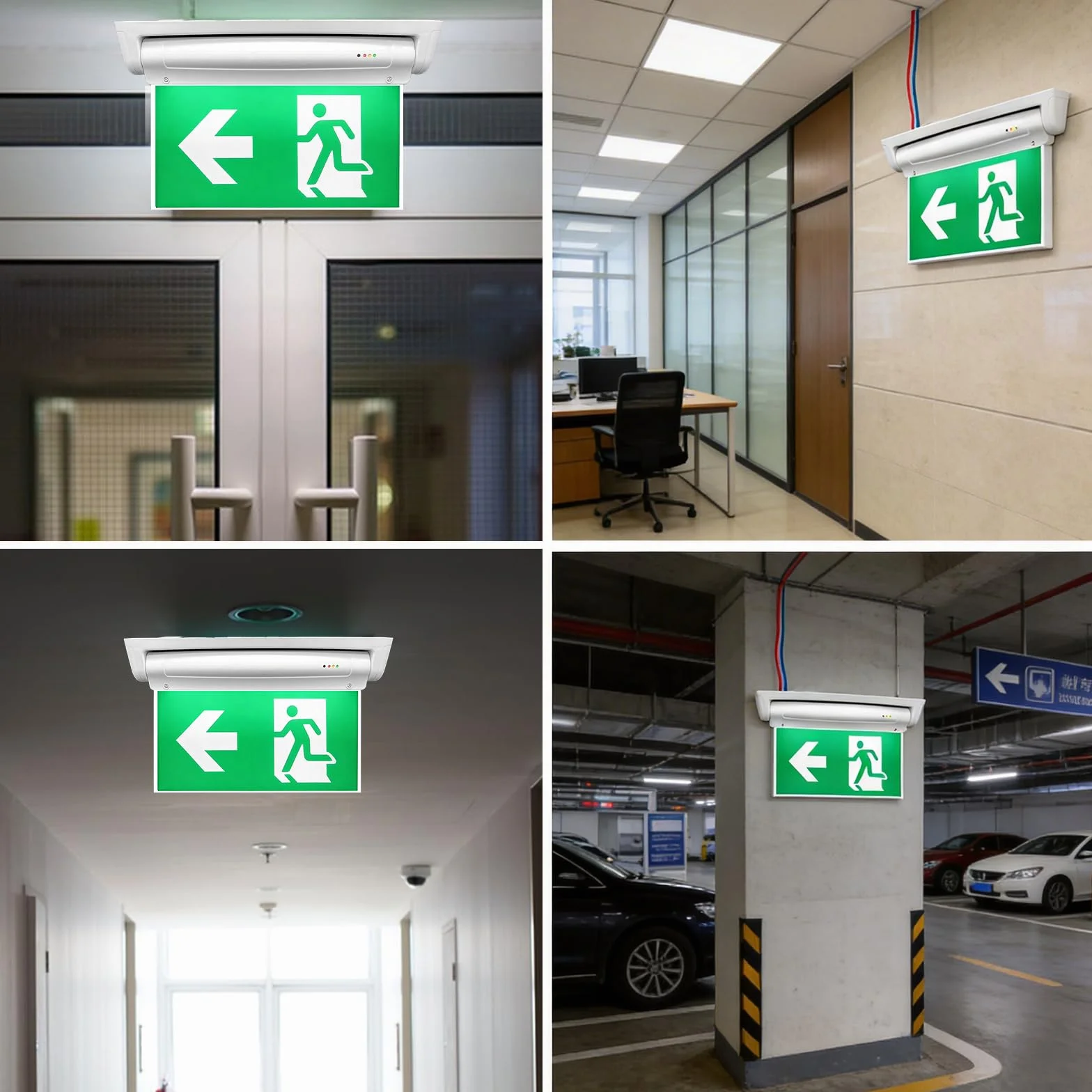 Paneles de salida de emergencia LED fotoluminiscentes con batería 3h, 6 piezas, señalización derecha