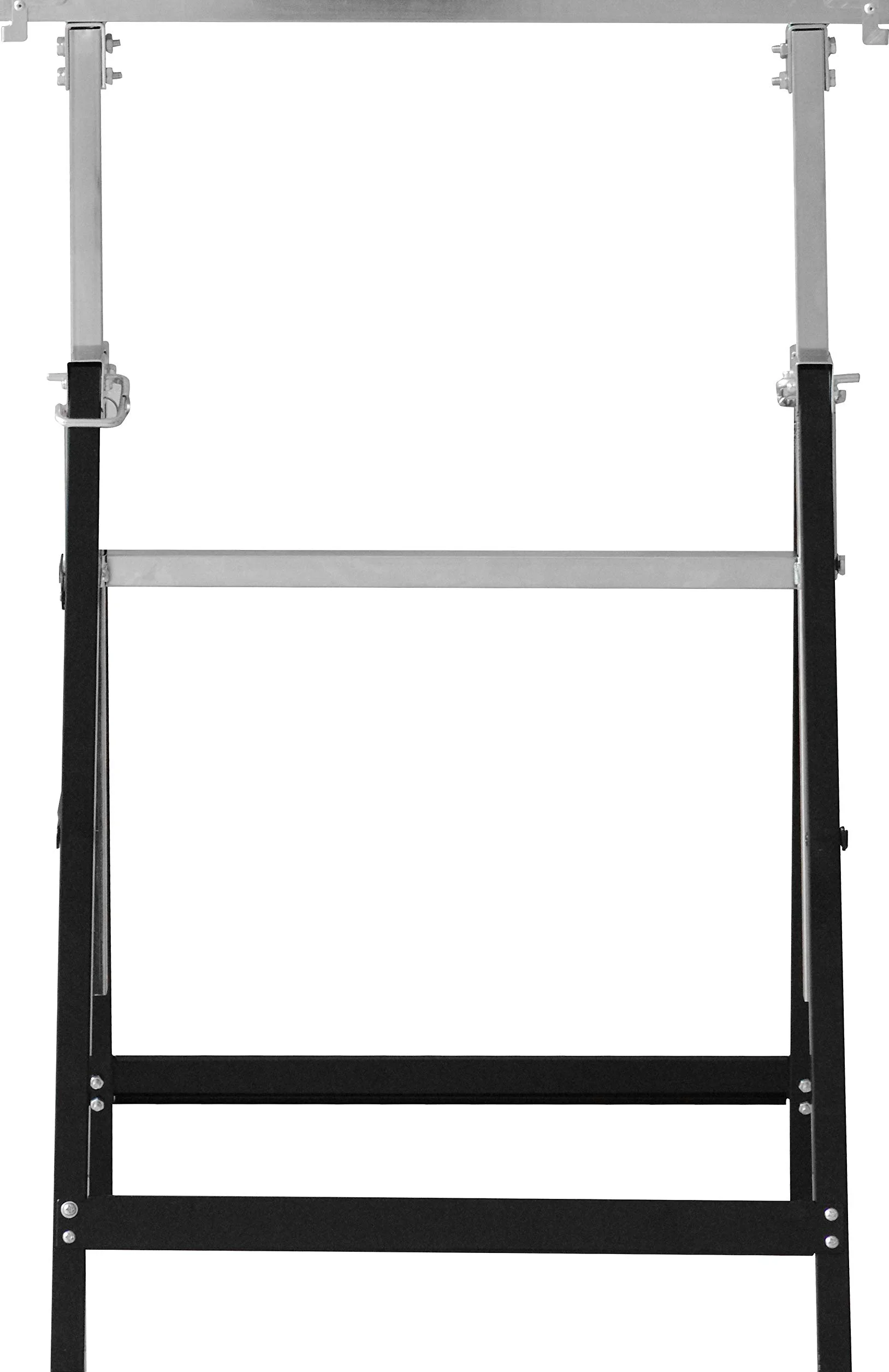 Meister Soporte de Metal 200 kg - Plegable - Altura de trabajo variable de 800 a 1300 mm - Ajuste de altura de 7 niveles - Con ganchos de seguridad/Soporte telescópico / 5258110