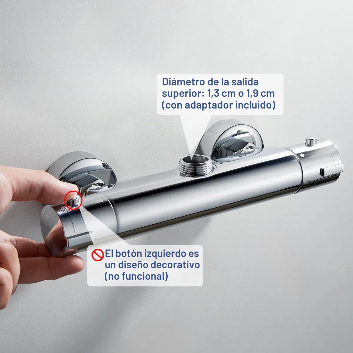 Mezclador termostático de ducha con salida superior G3/4, válvula mezcladora termostática de latón para ducha con barra antiquemaduras, mezclador de agua caliente y fría con control de temperatura