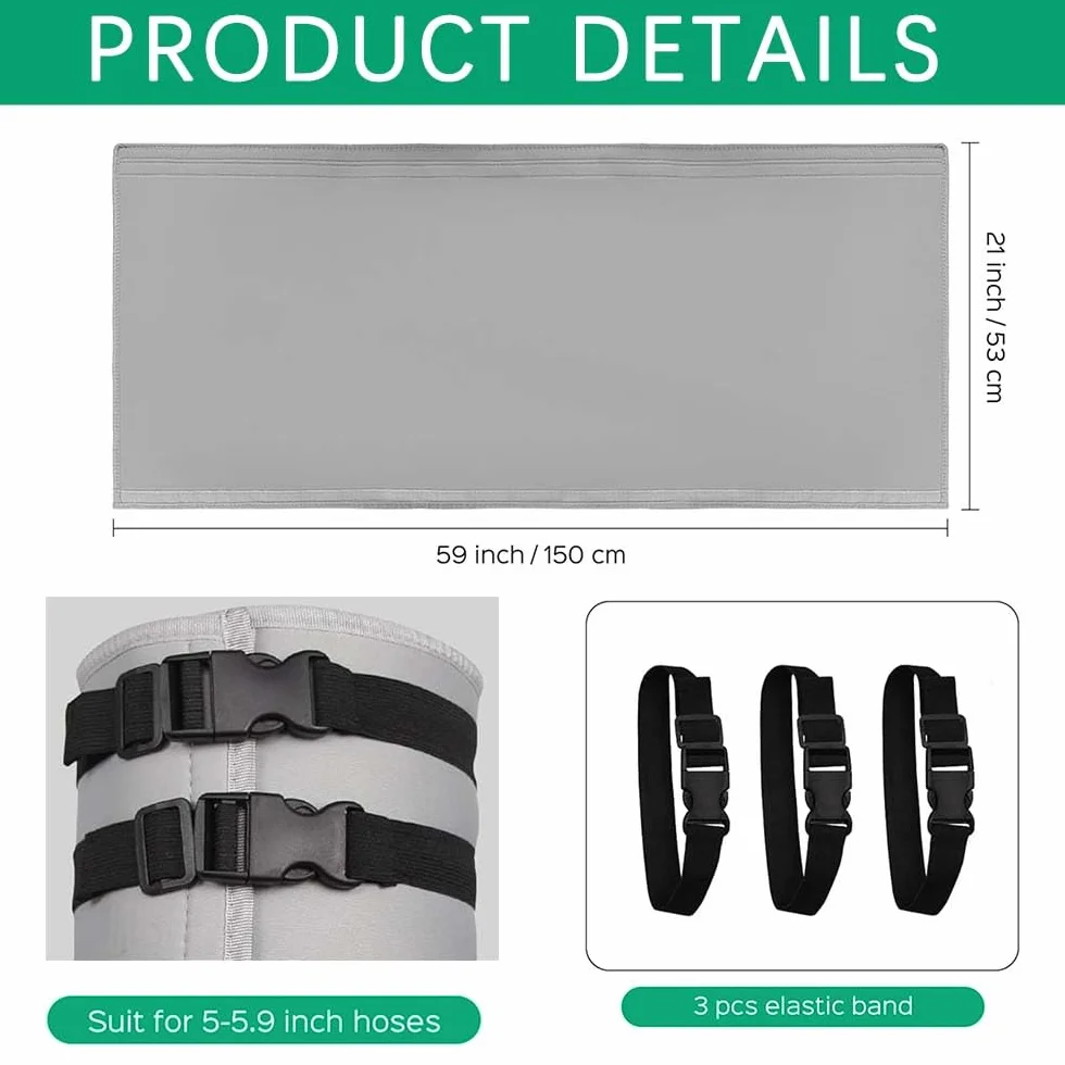 Funda aislante para manguera de CA portátil, 150 x 50 cm, cubierta aislante para manguera de aire acondicionado, funda protectora de aislamiento CA, aislamiento de manguera de CA portátil