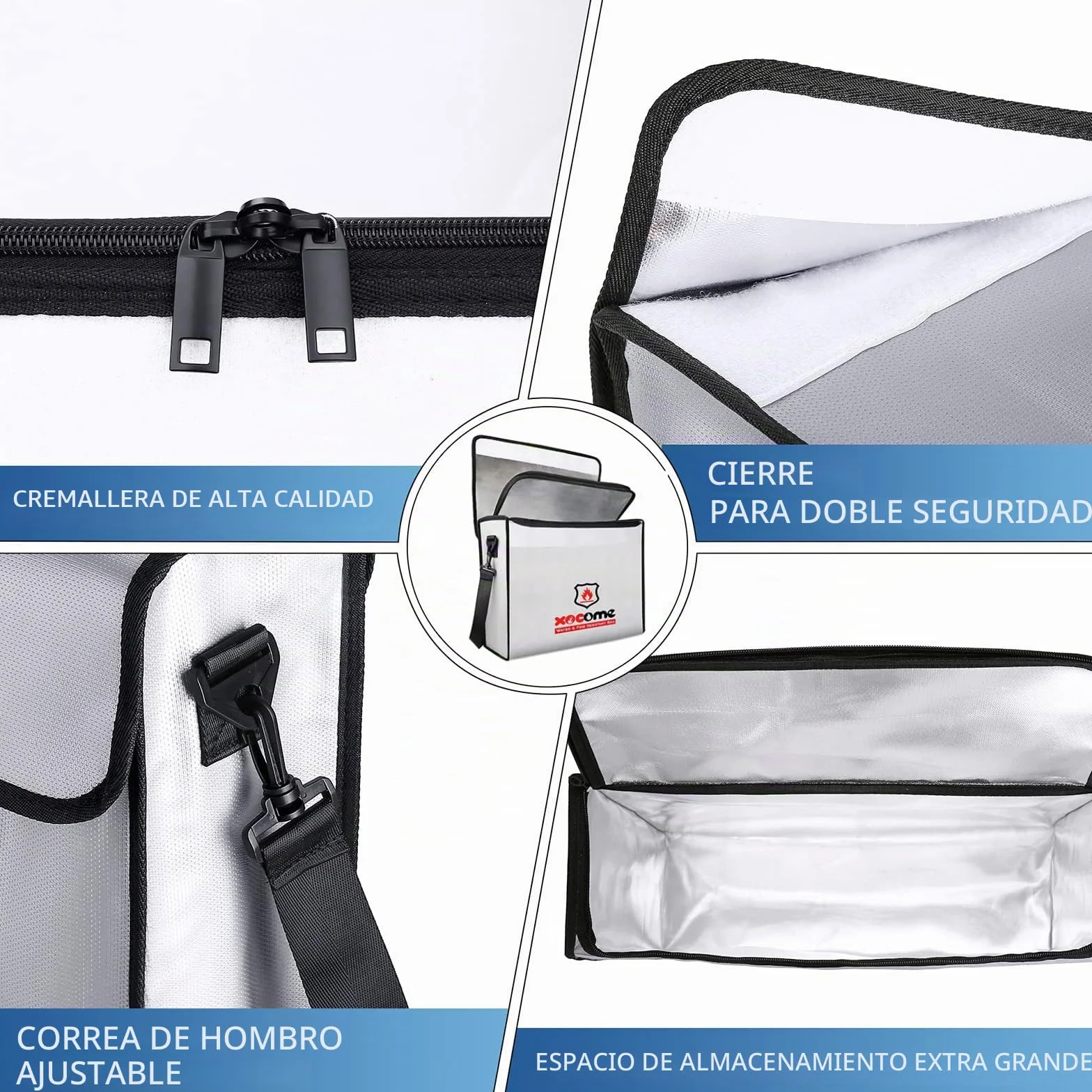 Bolsa de Documento Ignífuga y Impermeable,Bolsa de Batería Seguridad Anti Explosión resistentes al fuego, impermeables, para documentos A4, pasaporte, billetes, objetos de valor