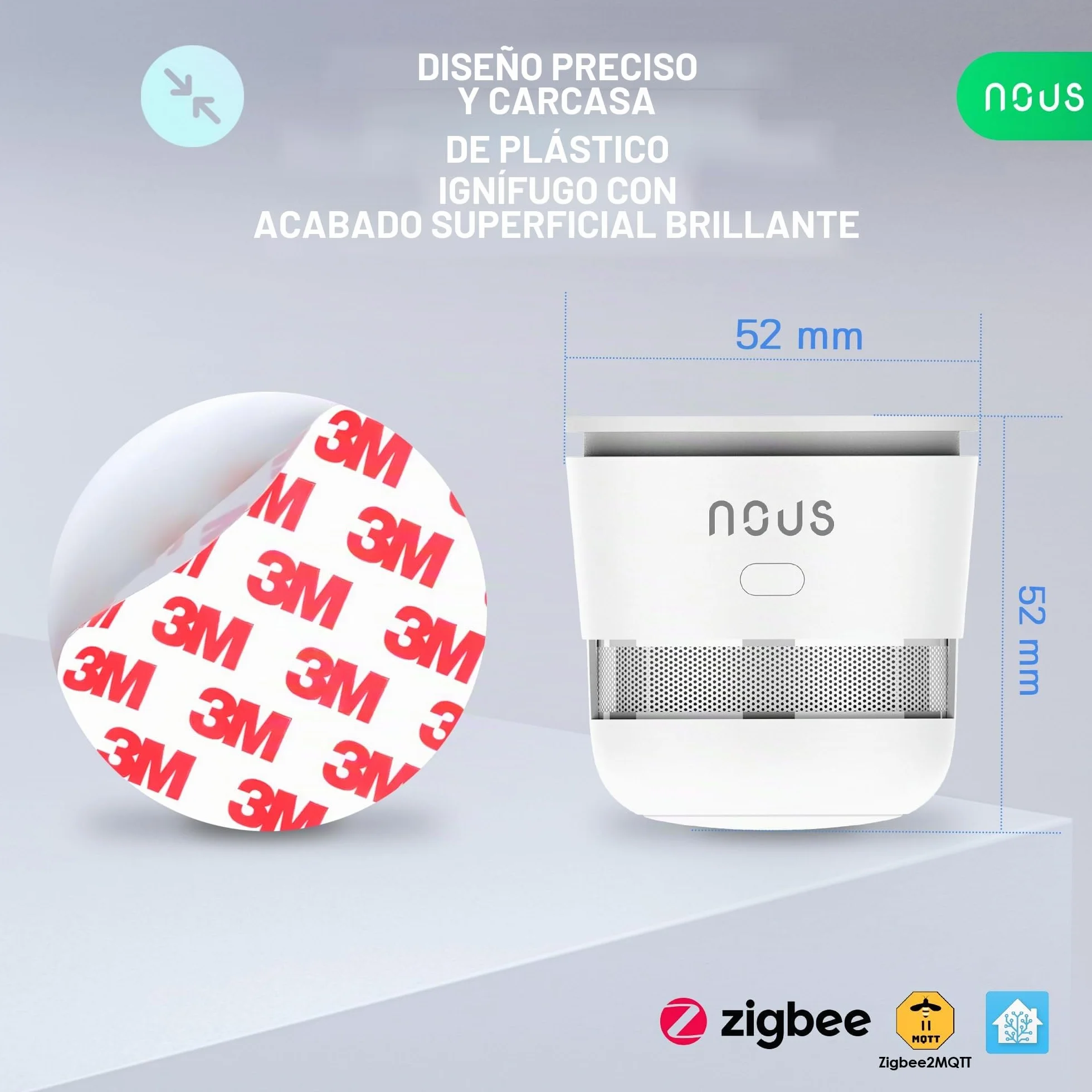 Zigbee Detector Inteligente, Detector de Incendios Fotoeléctrico con Control Mediante App, Señal de Alarma de 85dB, 3 Años Batería, Compatible con Alexa, Google Assistant, para Hogares y Oficinas