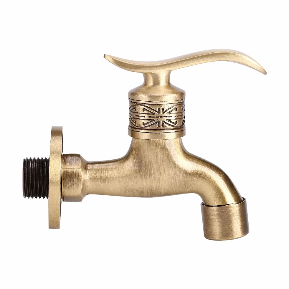 Grifo de agua Latón Montaje en pared estilo antiguo Lavadero agua fría baño