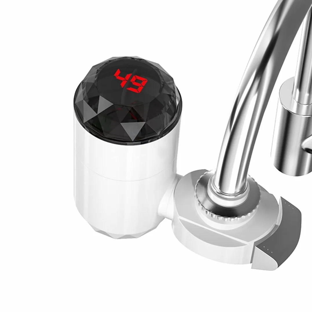 Calentador de Agua Eléctrico con Pantalla de Temperatura para Cocina, Calentamiento Instantáneo Sin Tanque, Enchufe UE