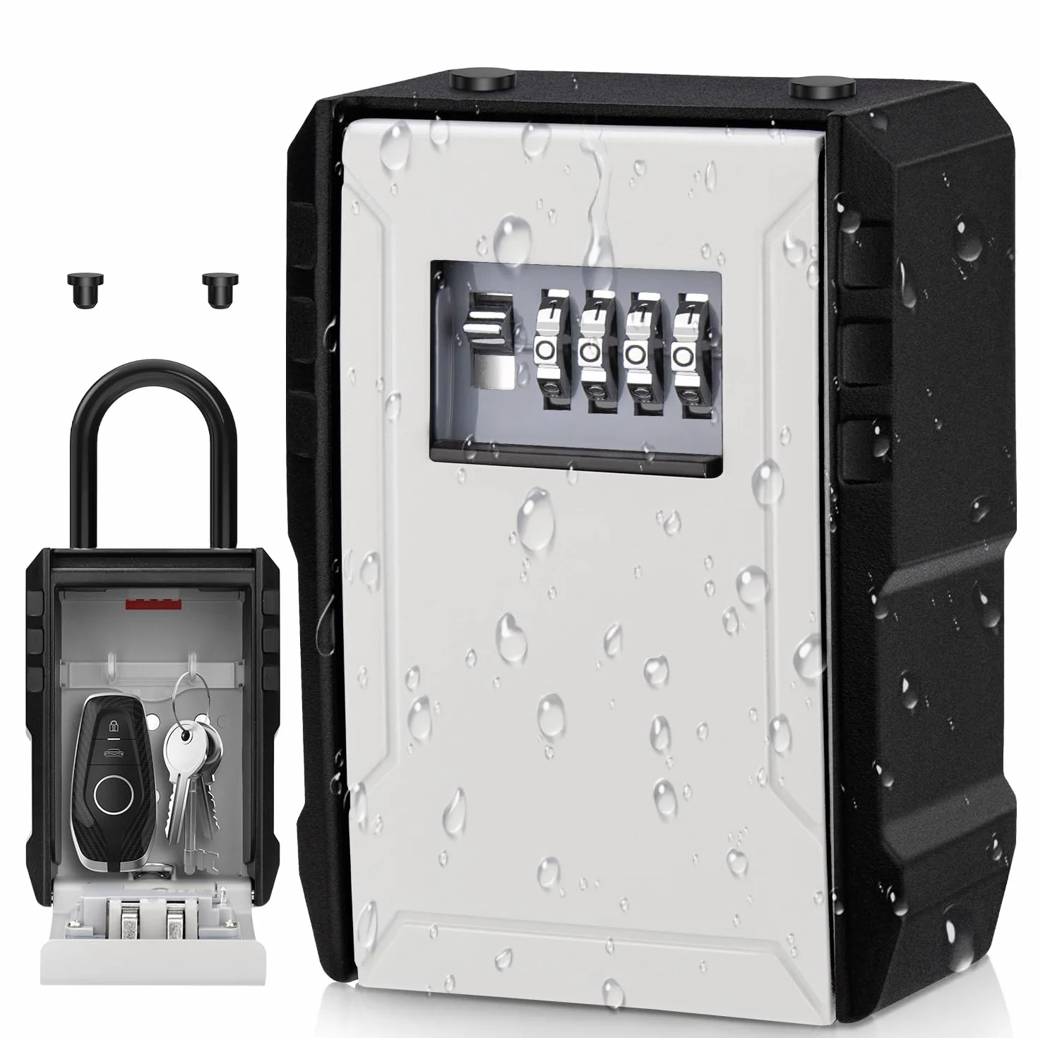 Caja de seguridad impermeable para exteriores grande con gancho gris