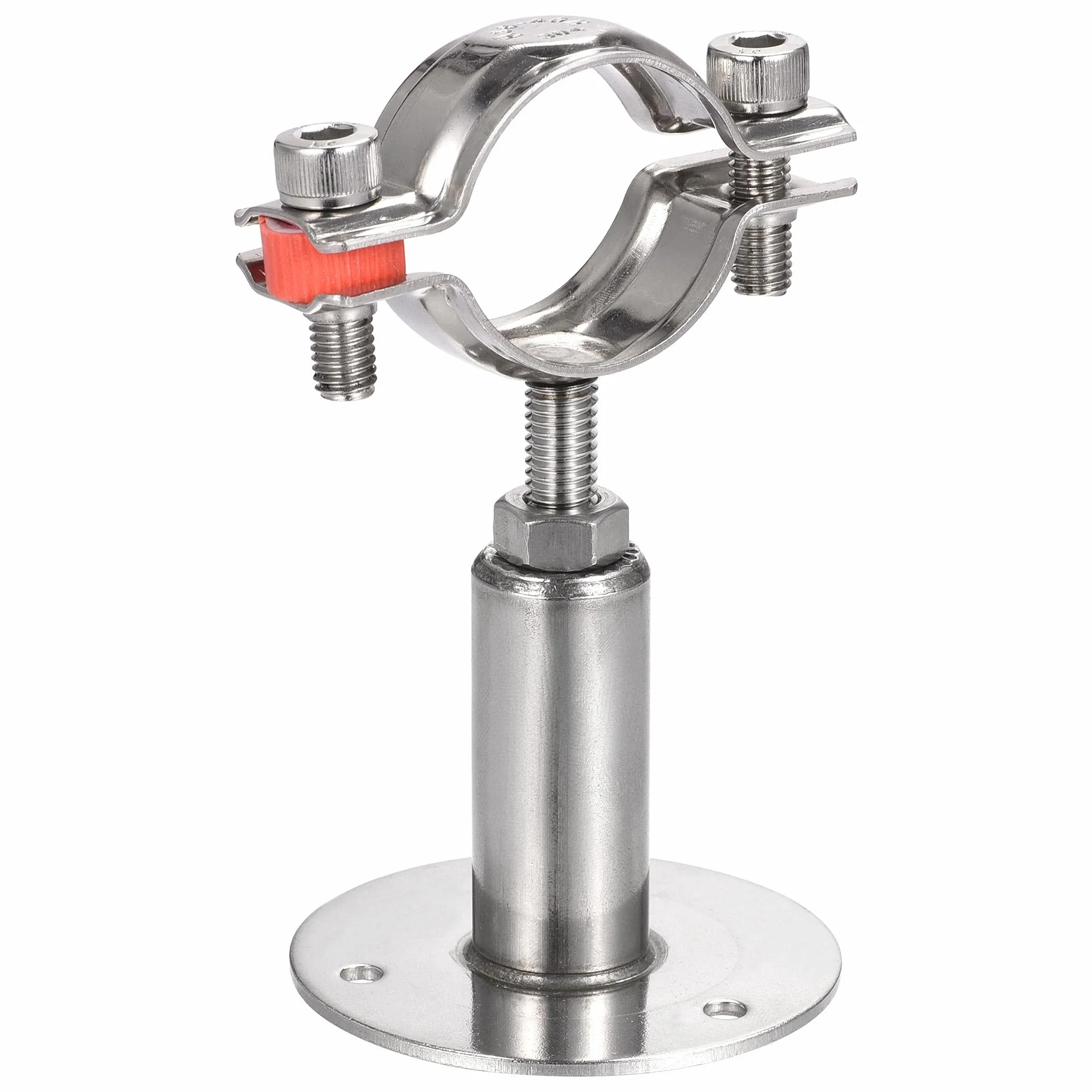 sourcing map Pared Montaje Techo Montaje Tubo Soporte, 304 Inoxidable Acero Ajustable Tubo Soporte Abrazadera para 38-40mm Tubo 2 Piezas
